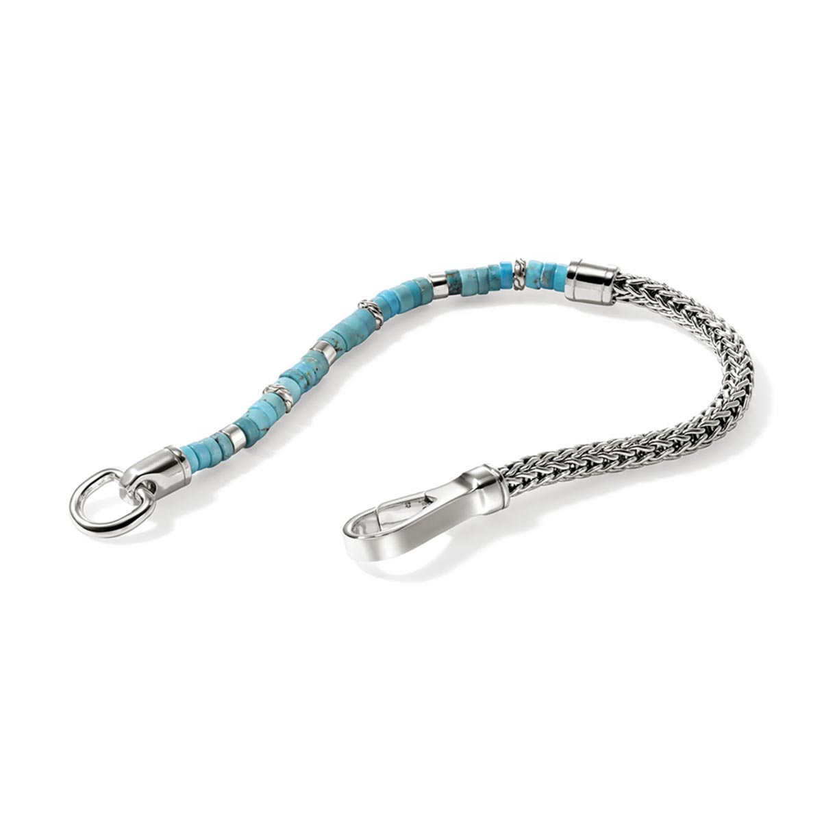 John Hardy Classic Chain Collection Heishi Turquoise Bead Hook Clasp Bracelet in Sterling Silver
