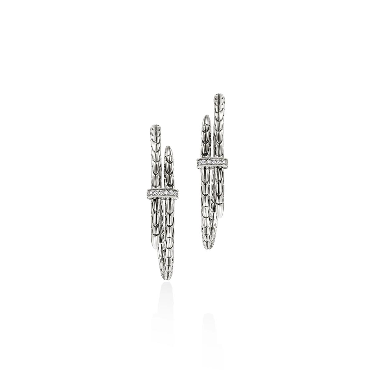 John Hardy Spear Collection Diamond Hoop Earrings in Sterling Silver (1/10ct tw)
