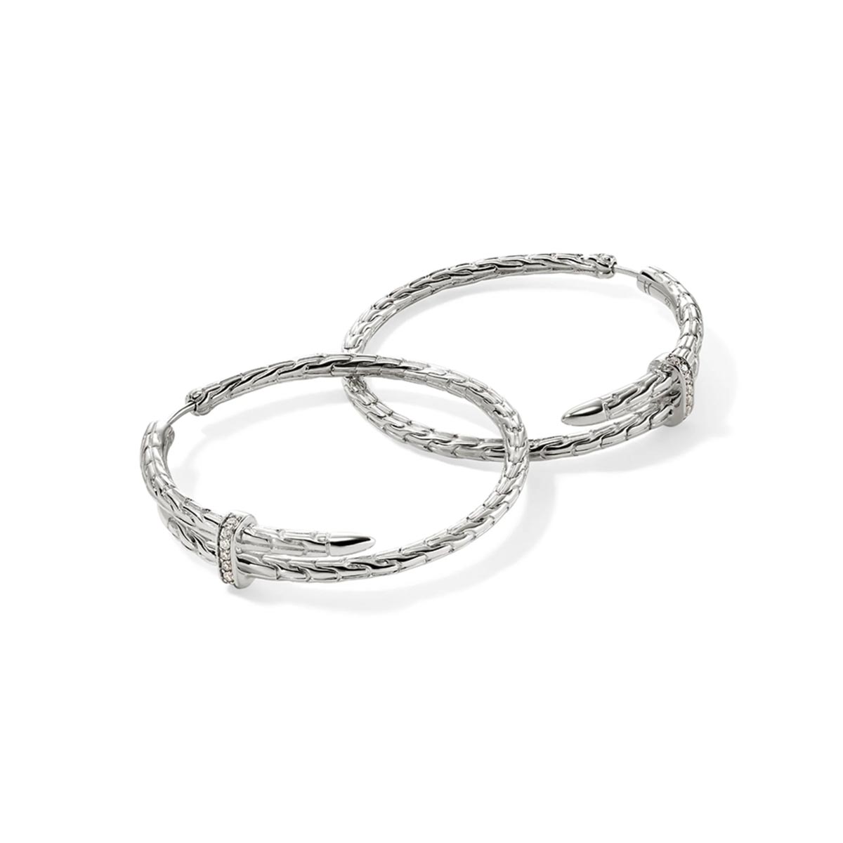 John Hardy Spear Collection Diamond Hoop Earrings in Sterling Silver (1/10ct tw)