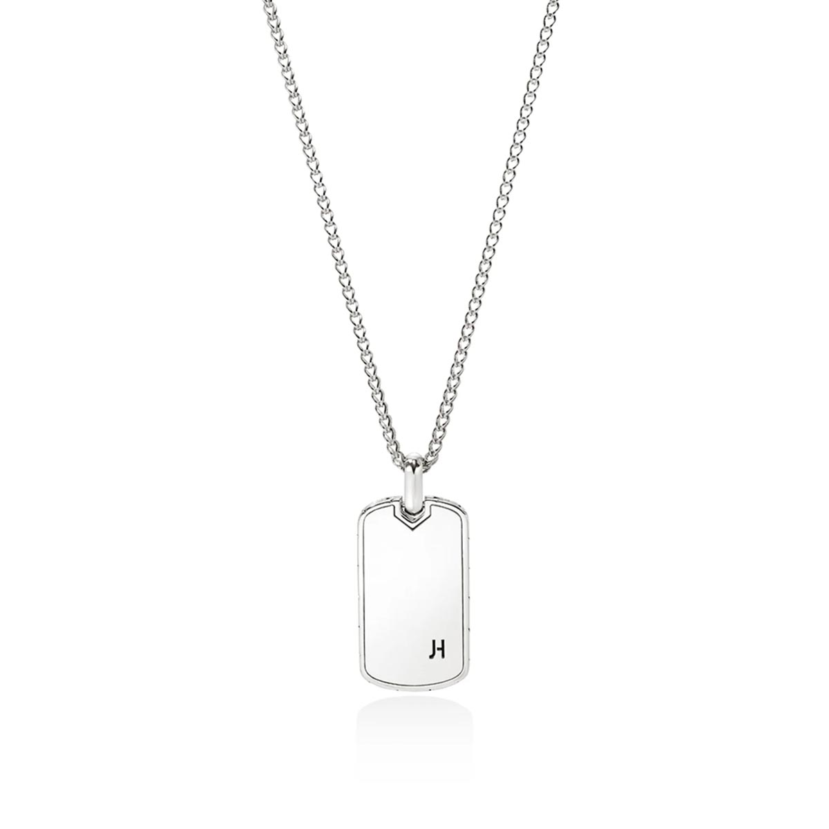 John Hardy ID Series Surf Chain Dog Tag Necklace in Sterling Silver with Orange Enamel