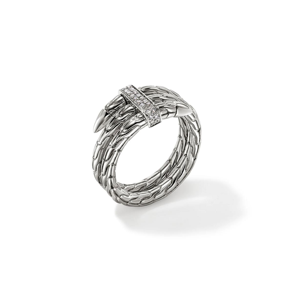 John Hardy Spear Collection Diamond Wrap Ring in Sterling Silver (size 7)