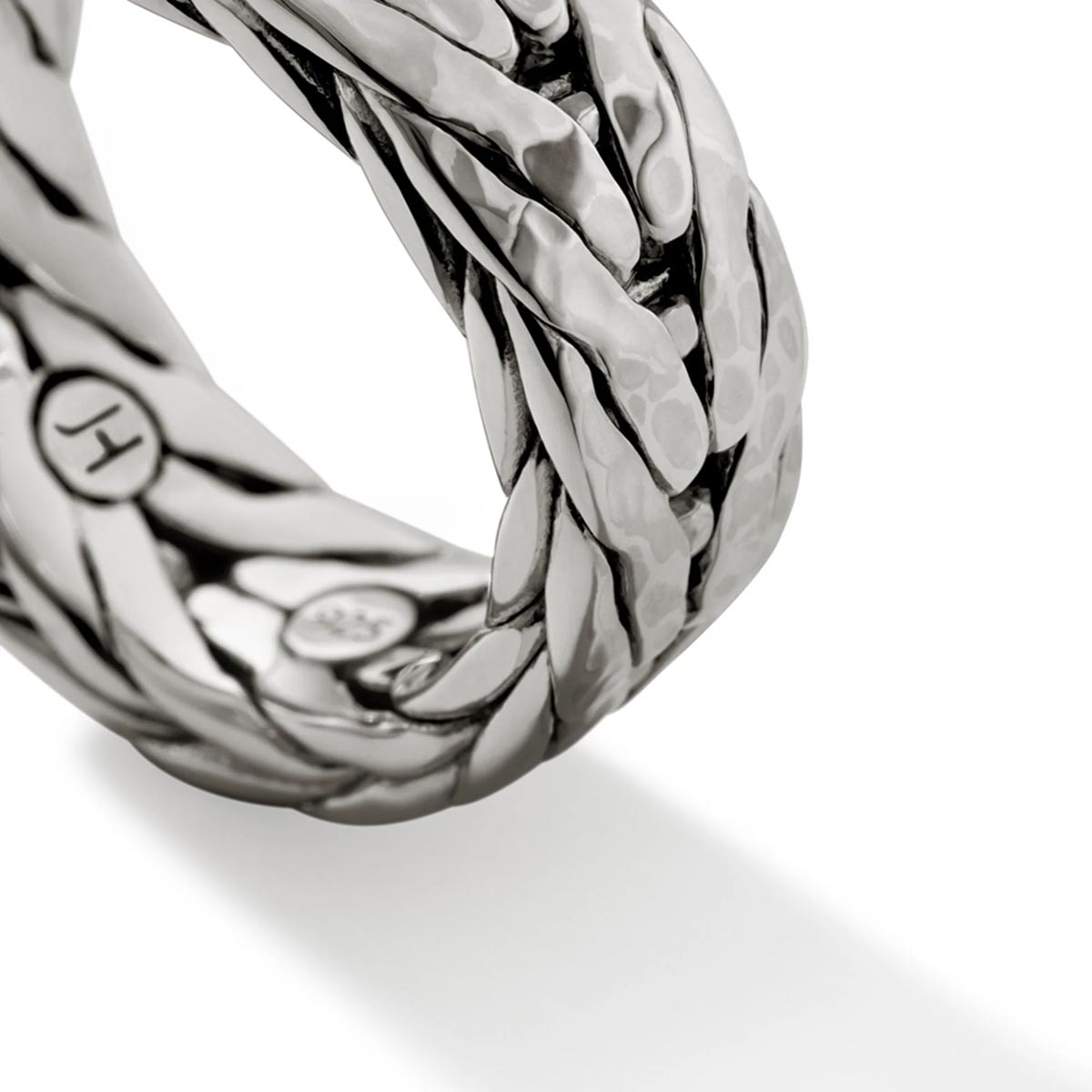 John Hardy Mens Hammered Band in Sterling Silver (size 10)