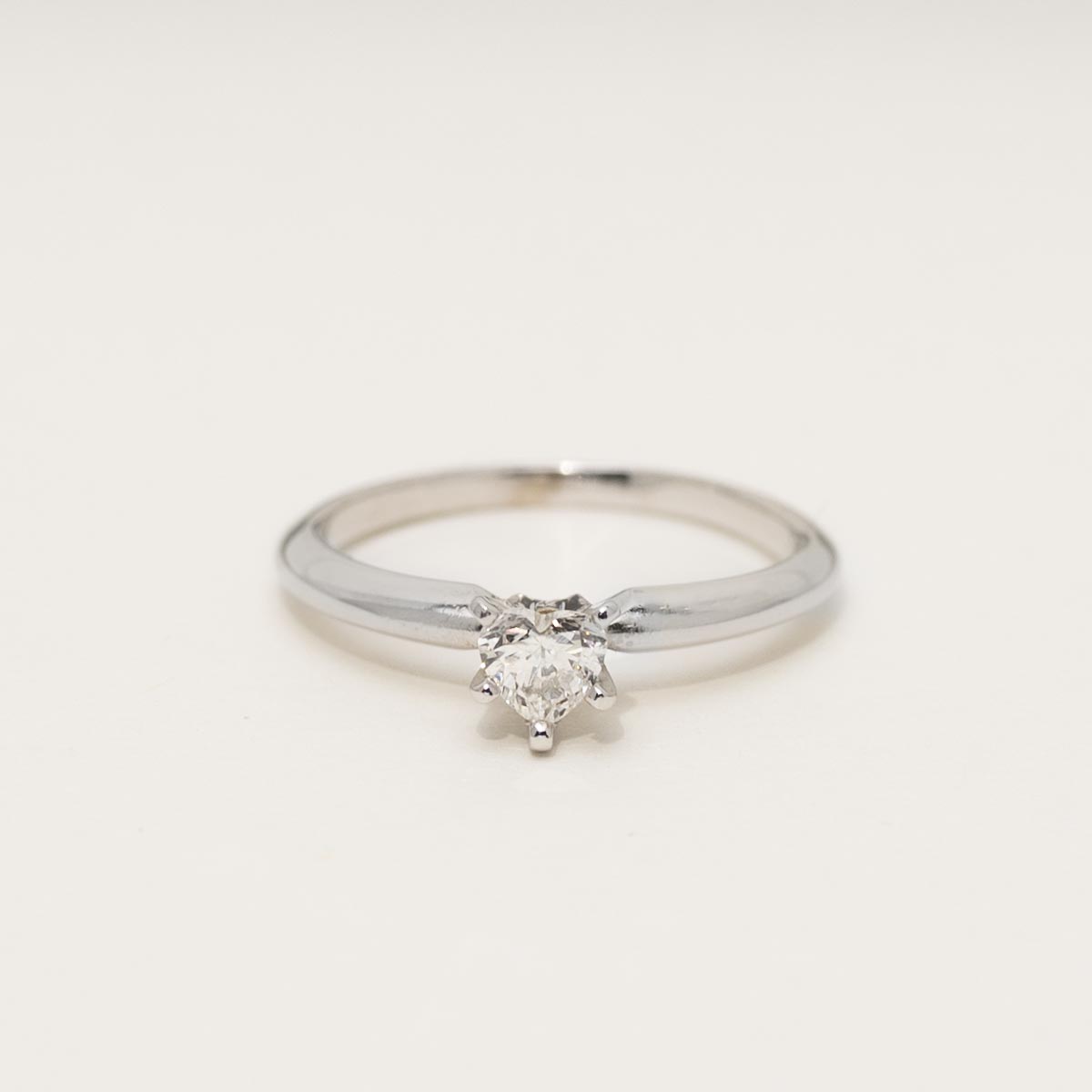 Estate Heart Diamond Solitaire Ring in 14kt White Gold (1/4ct)