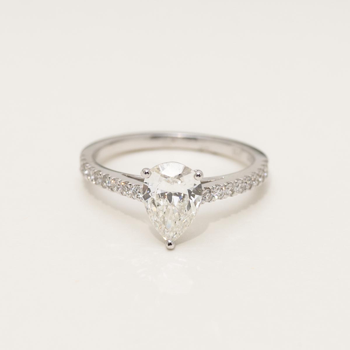 Pear Shape Diamond Halo Engagement Ring in 18kt White Gold (1 3/8ct tw)