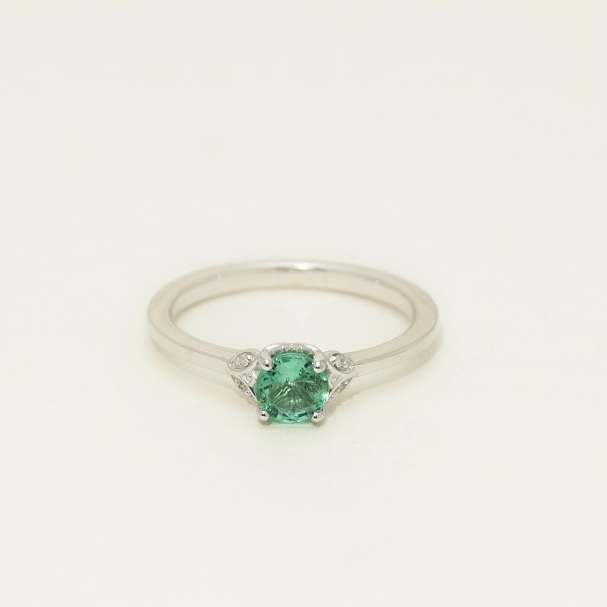 Emerald Ring in 10kt White Gold with Diamonds (.03ct tw)