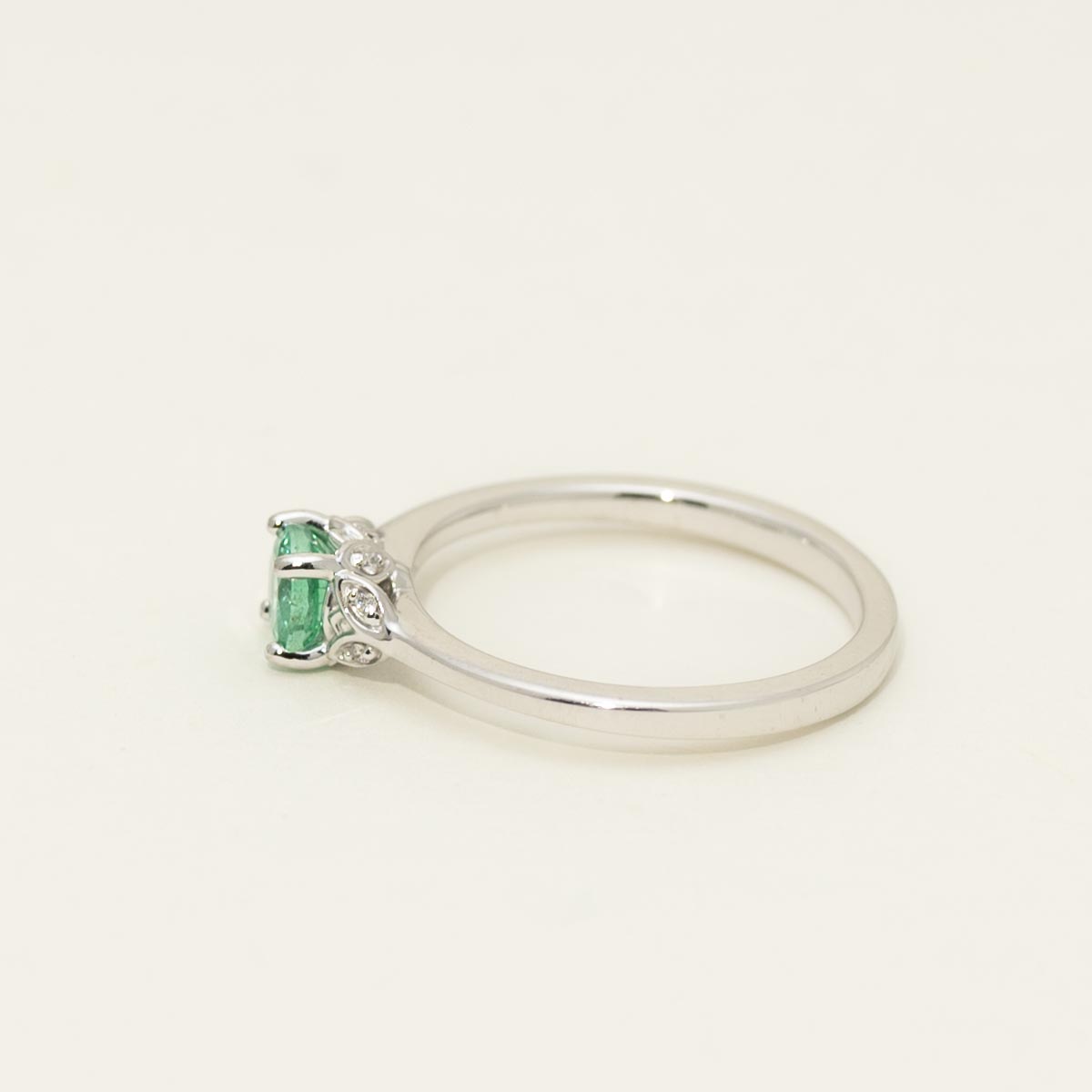 Emerald Ring in 10kt White Gold with Diamonds (.03ct tw)