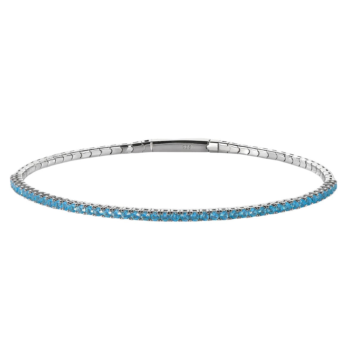 Cubic Zirconia Blue March Bracelet in Sterling Silver