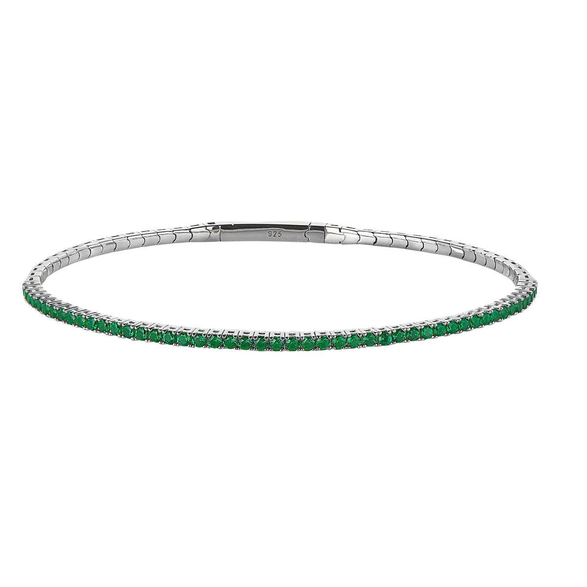 Cubic Zirconia Green May Bracelet in Sterling Silver