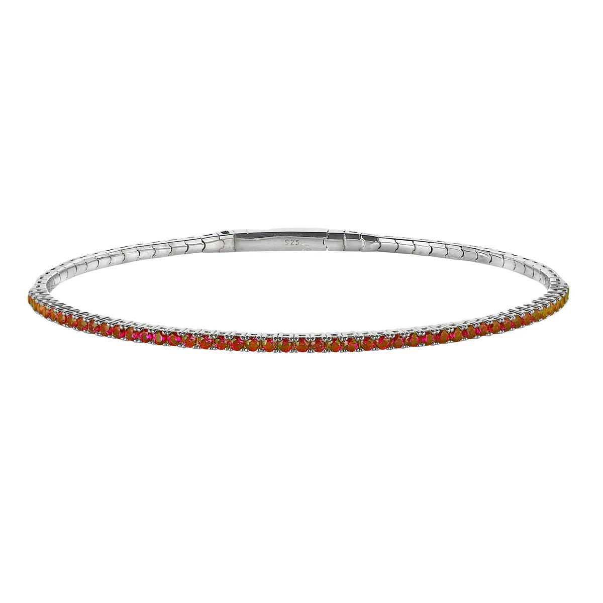 Cubic Zirconia Red July Bracelet in Sterling Silver
