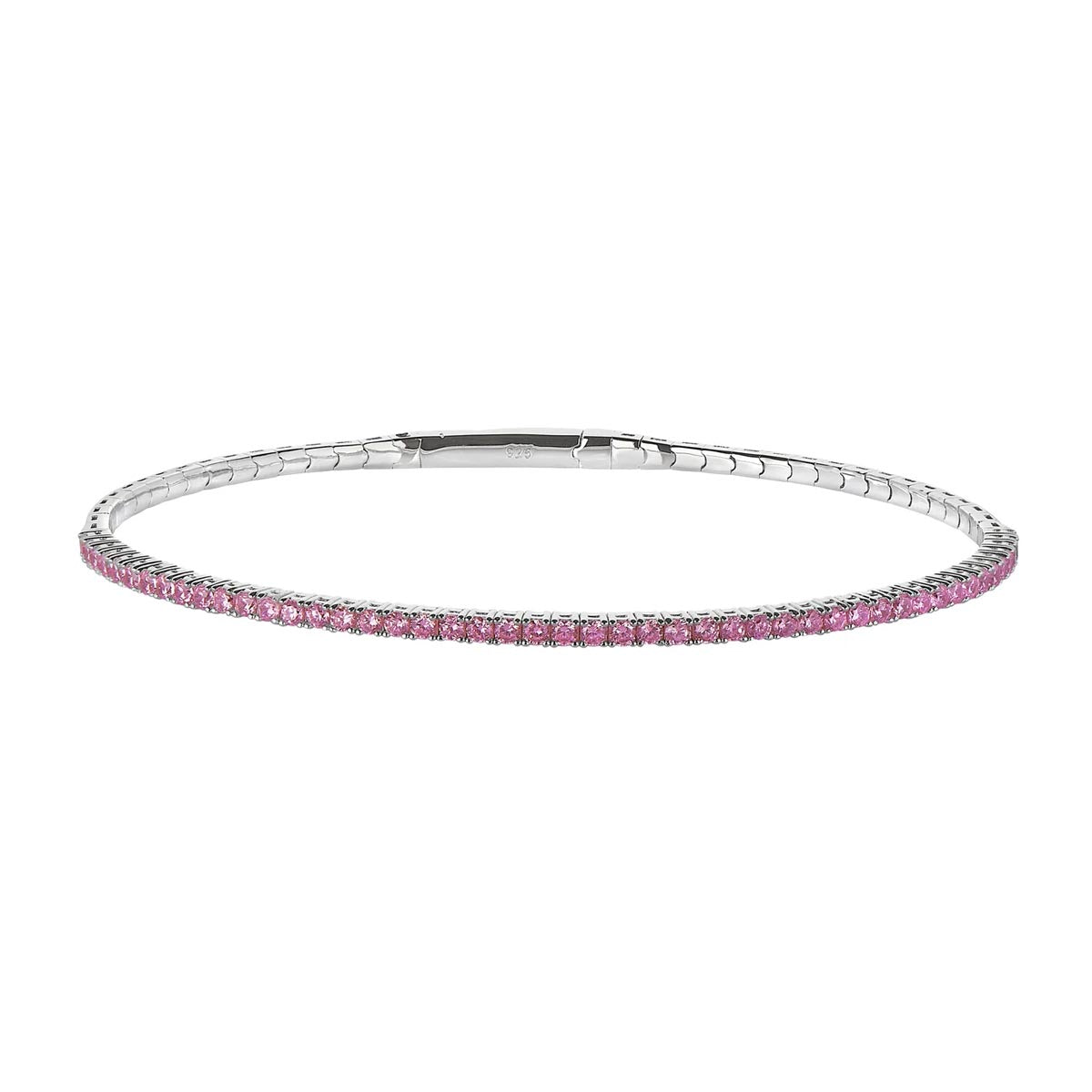 Cubic Zirconia Pink October Bracelet in Sterling Silver