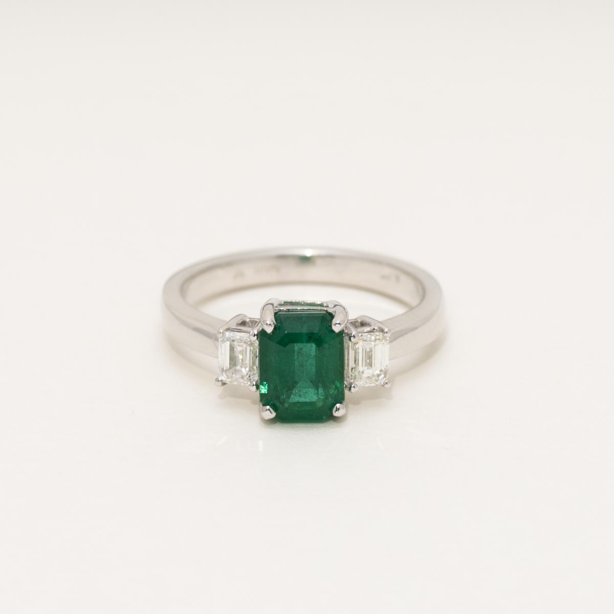 Emerald Cut Emerald Ring in 18kt White Gold with Diamonds (1/2ct tw)