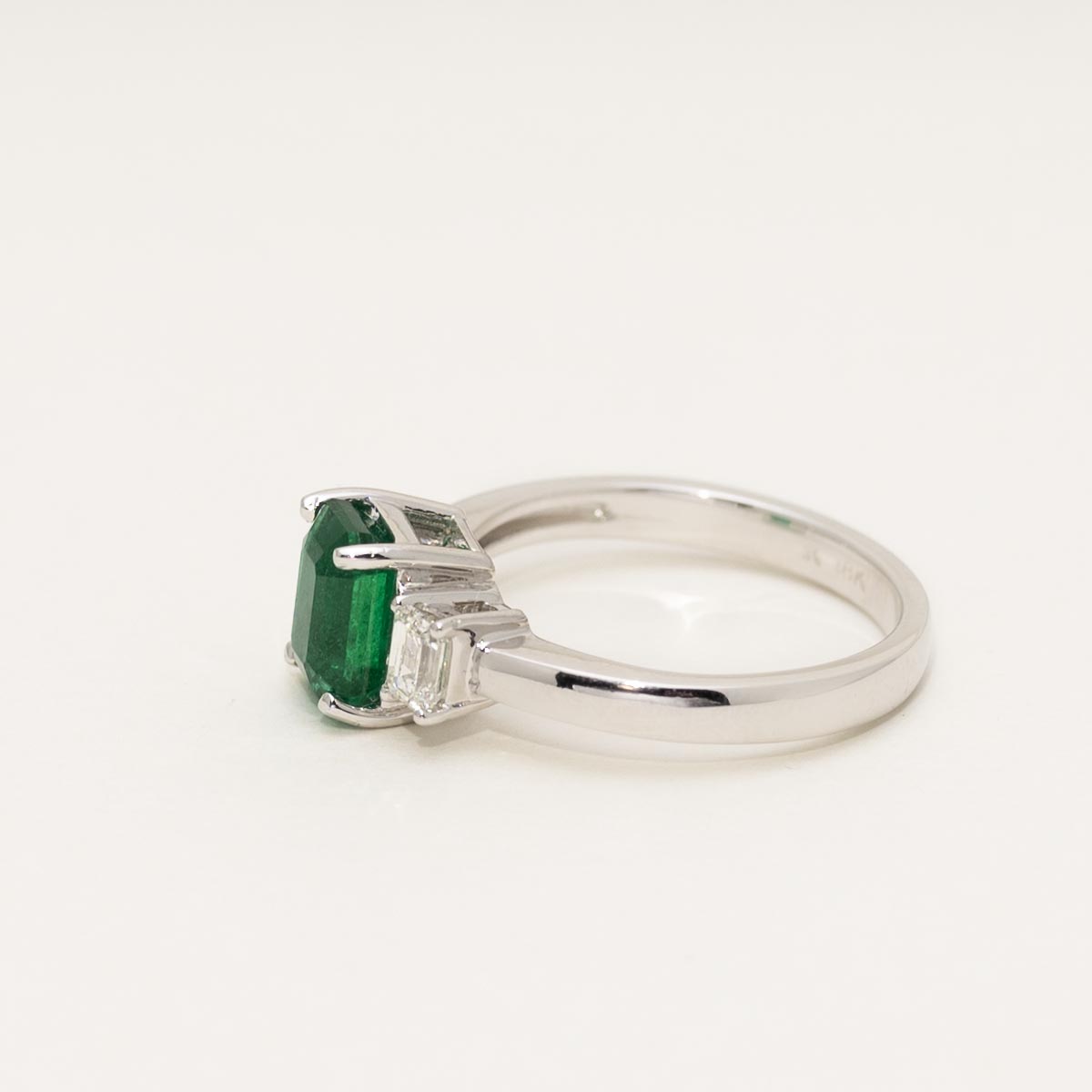 Emerald Cut Emerald Ring in 18kt White Gold with Diamonds (1/2ct tw)
