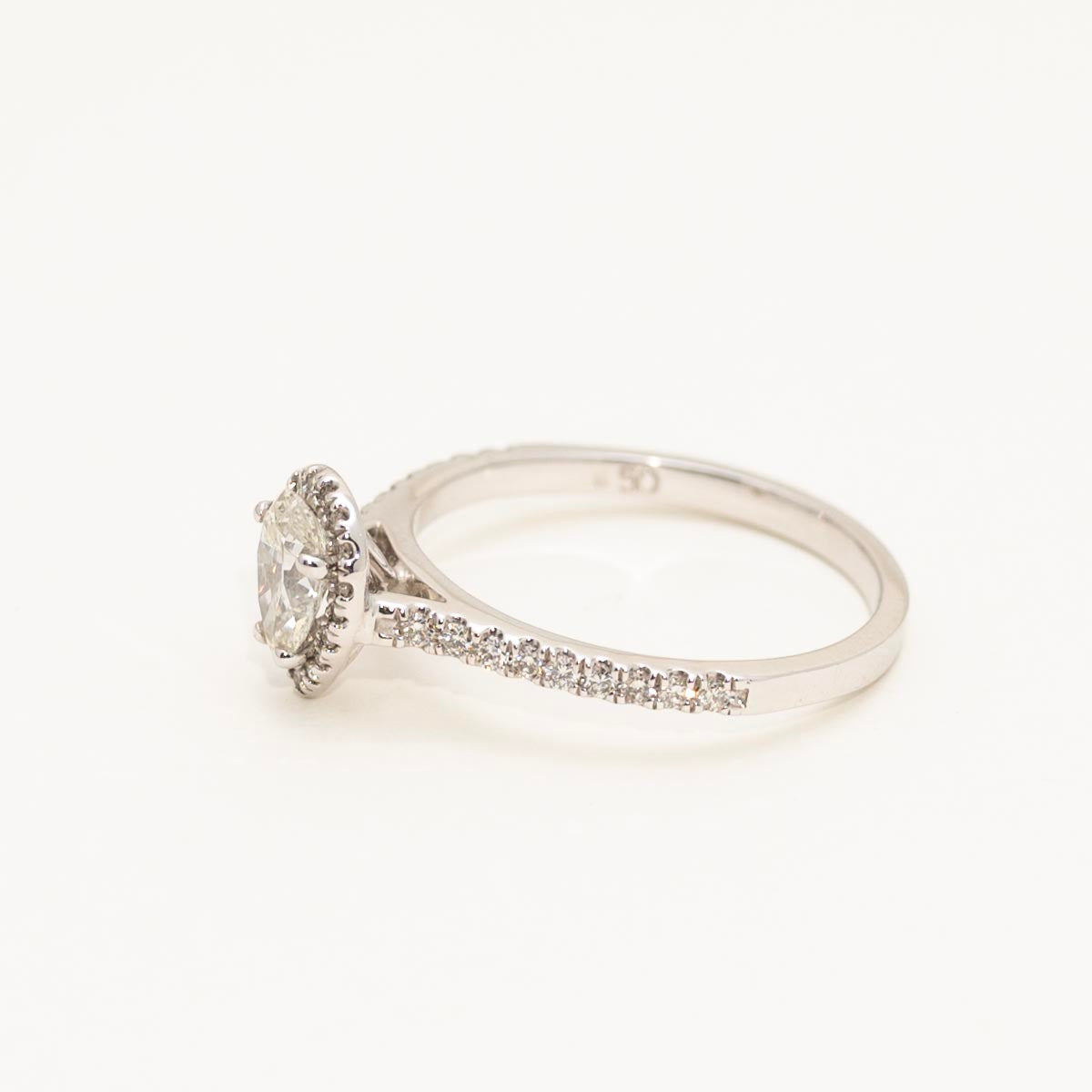 Pear Shaped Diamond Halo Engagement Ring in 14kt White Gold (3/4ct tw)