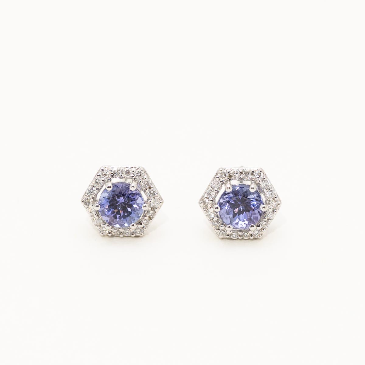 Tanzanite Earrings in 14kt White Gold with Diamonds (1/7ct tw)