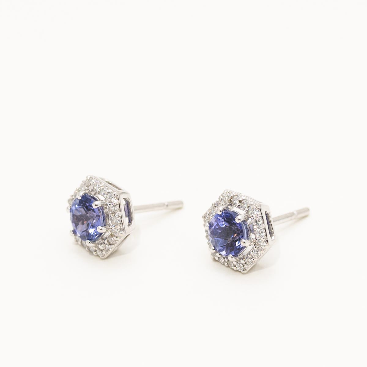 Tanzanite Earrings in 14kt White Gold with Diamonds (1/7ct tw)