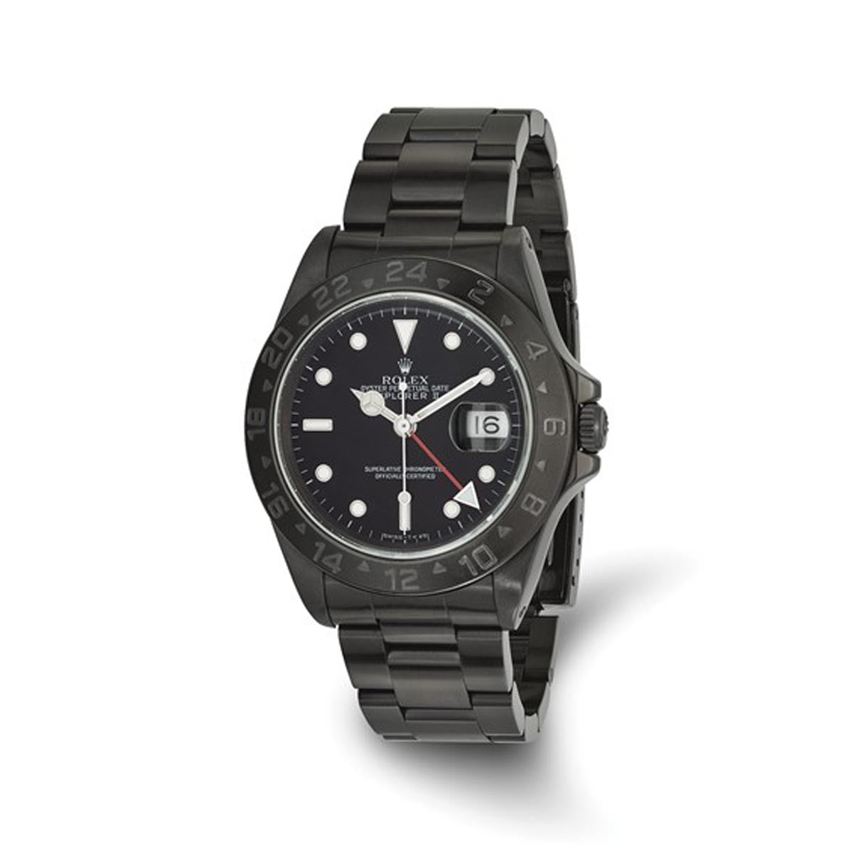 Pre Owned Mens Rolex Oyster Perpetual Explorer II with Black Dial and Black Stainless Steel with DLC Coating Oyster Bracelet (automatic movement)