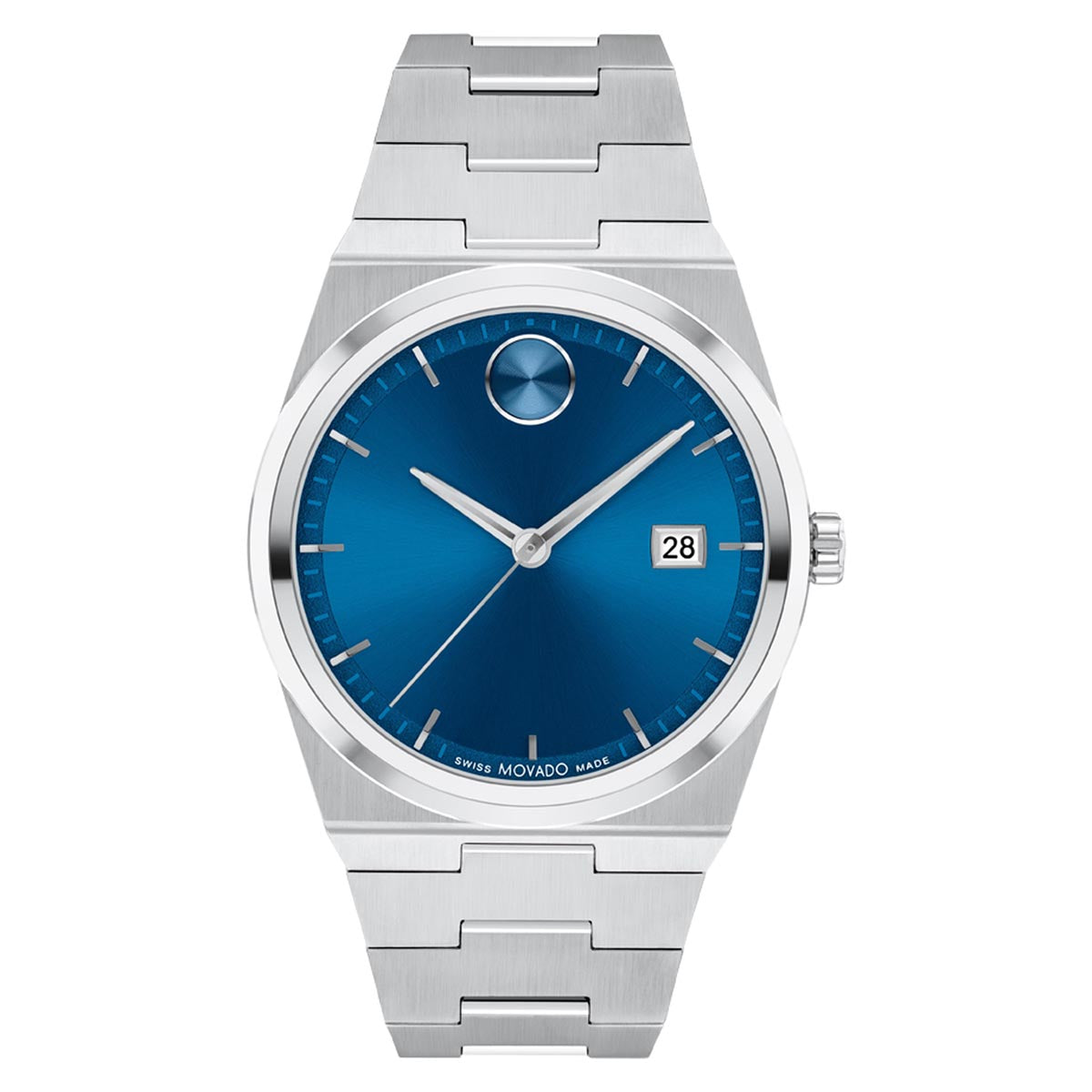 Movado Bold Quest Mens Watch with Blue Dial and Stainless Steel Bracelet (Swiss quartz movement)