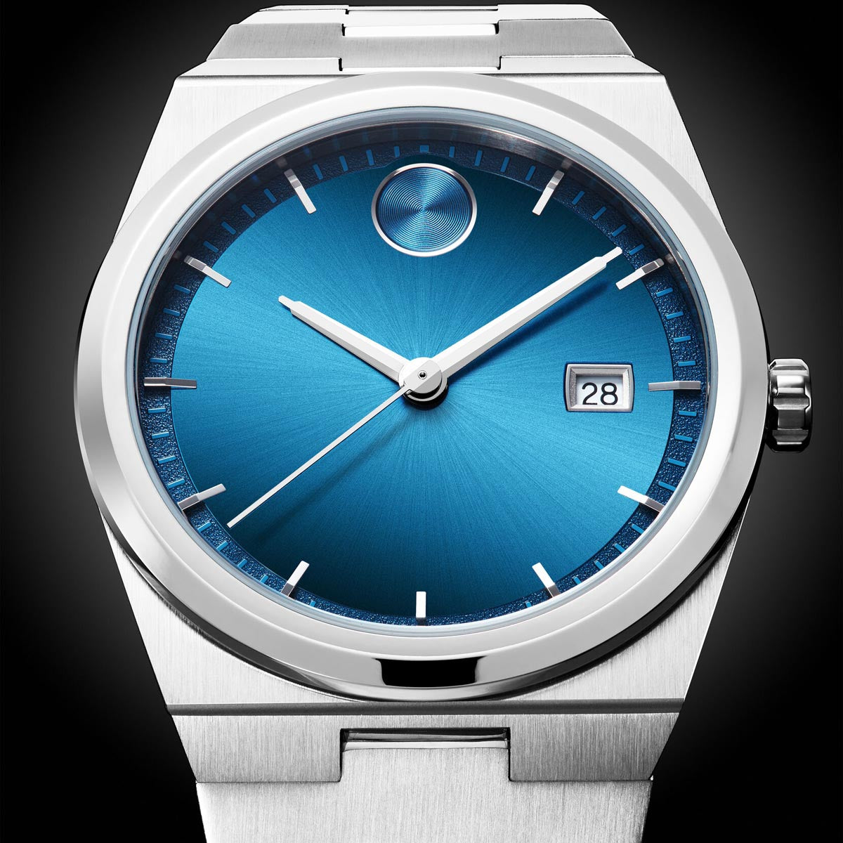 Movado Bold Quest Mens Watch with Blue Dial and Stainless Steel Bracelet (Swiss quartz movement)