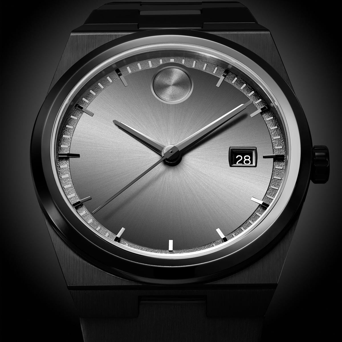 Movado Bold Quest Mens Watch with Black Dial and Black Ionic Plated Stainless Steel Bracelet (Swiss quartz movement)