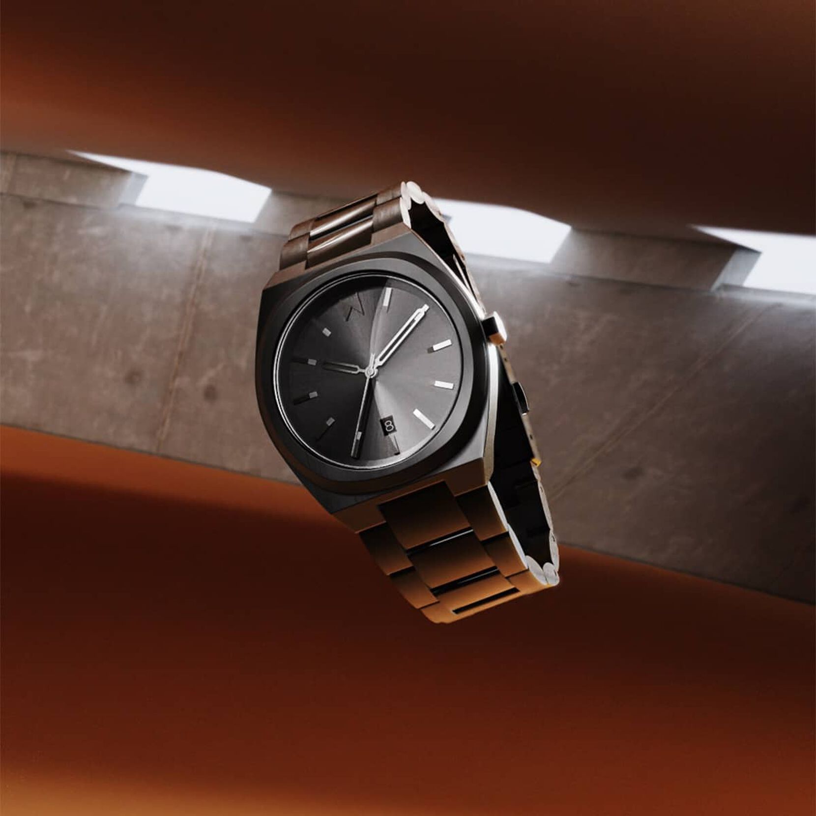 MVMT Odyssey II Mens Watch with Black Dial and Black Ion Plated Stainless Steel Bracelet (quartz movement)