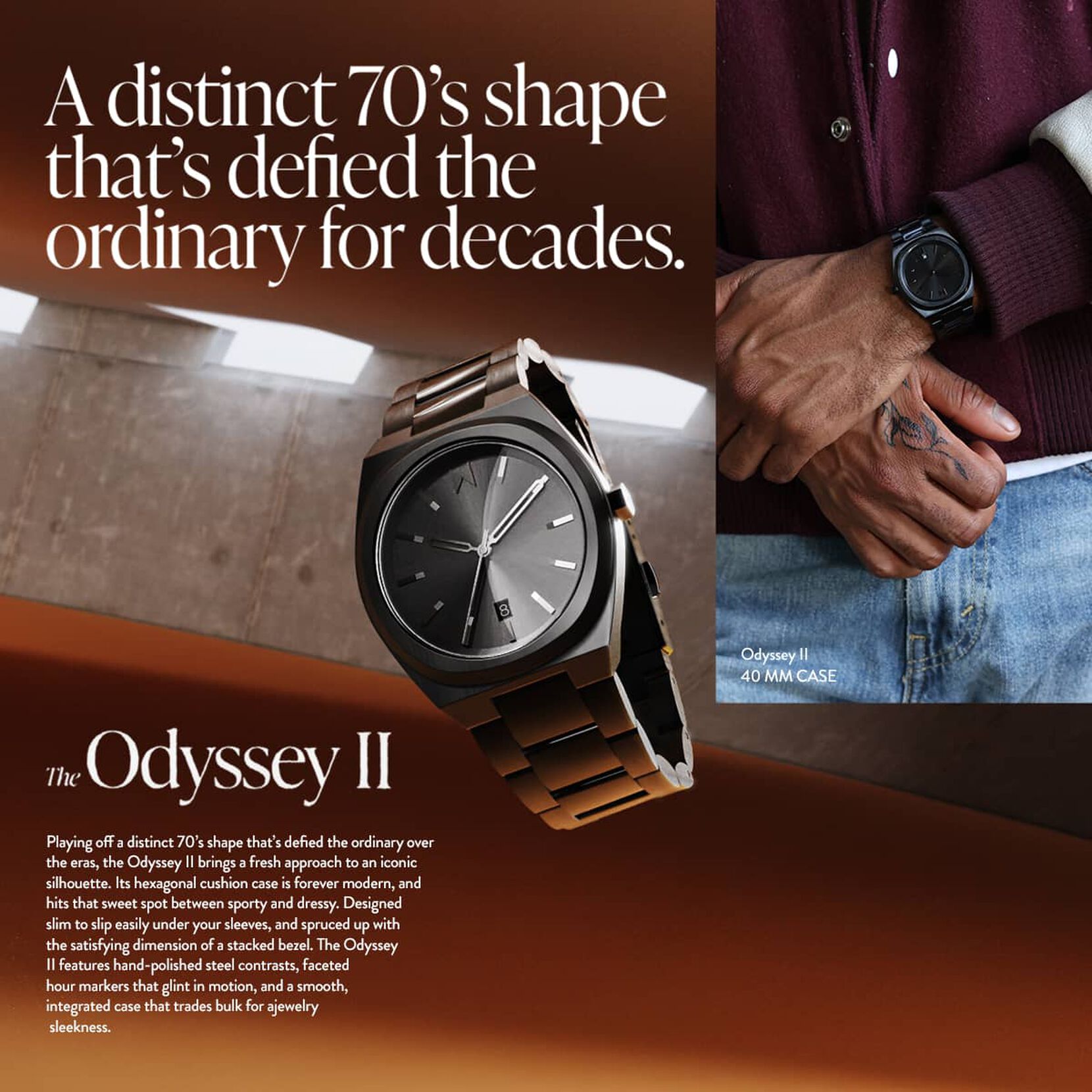 MVMT Odyssey II Mens Watch with Black Dial and Black Ion Plated Stainless Steel Bracelet (quartz movement)