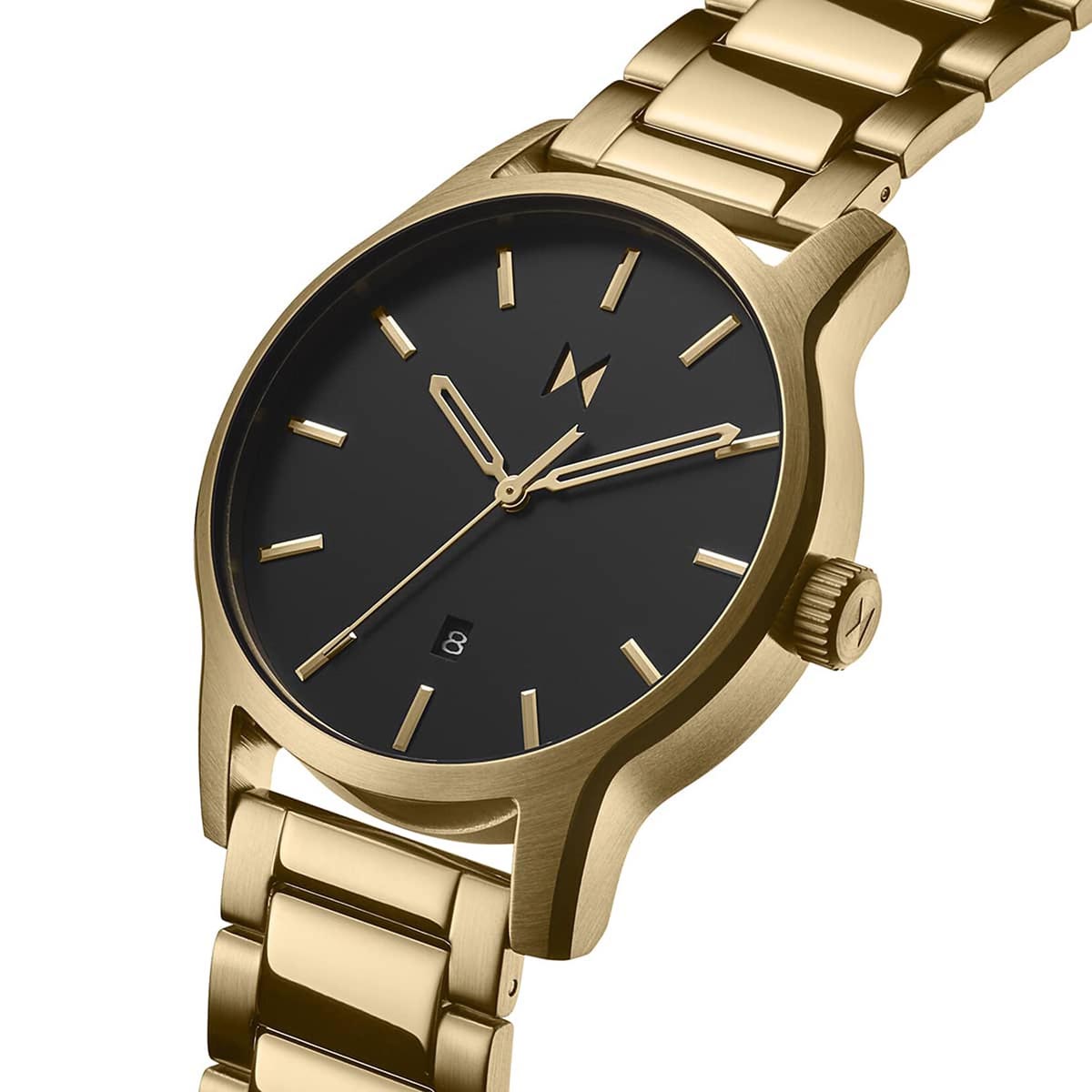 MVMT Classic II Mens Watch with Black Dial and Gold Toned Ion Plated Stainless Steel Bracelet (quartz movement)