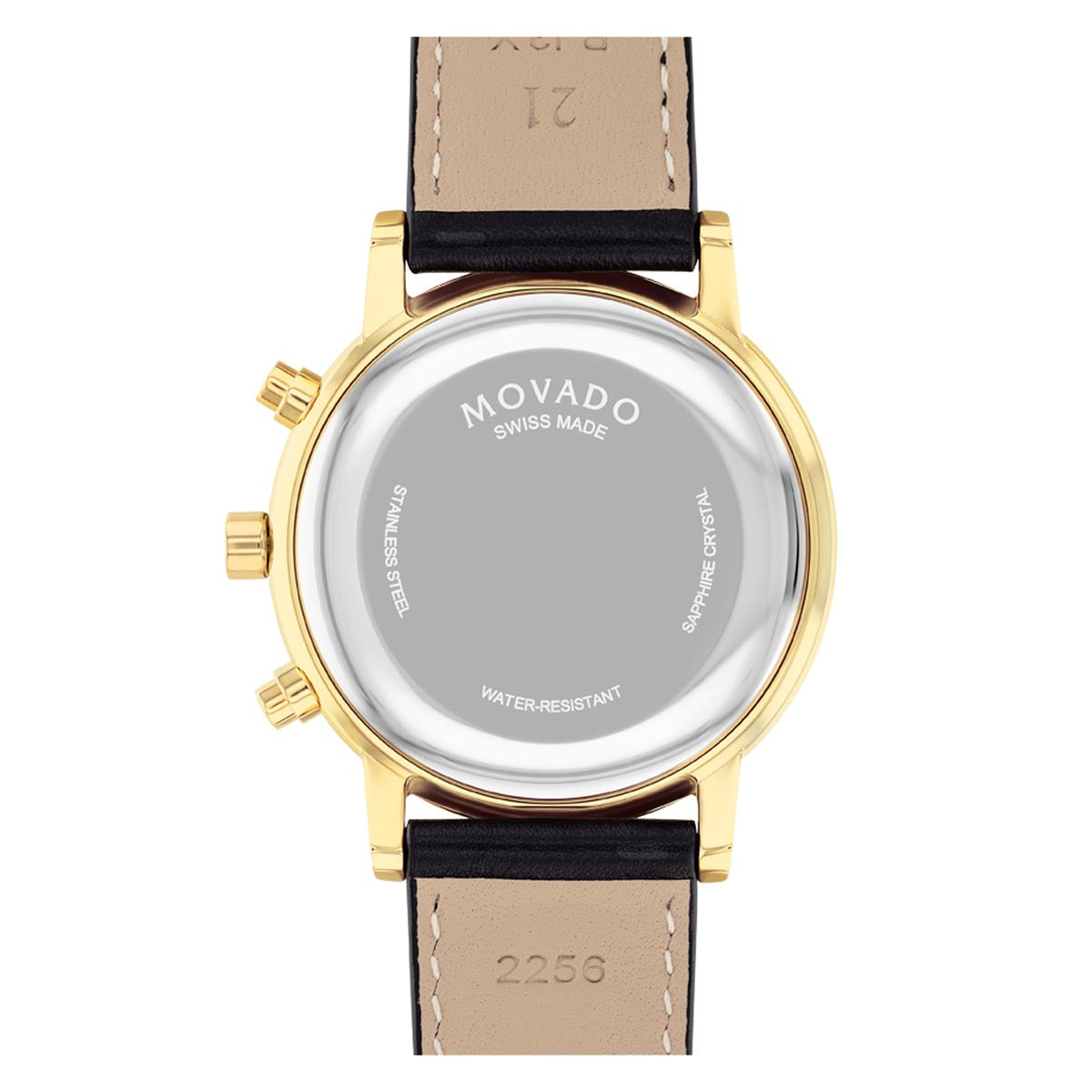 Movado Museum Classic Mens Chronograph Watch with White Dial and Black Leather Strap (Swiss quartz movement)