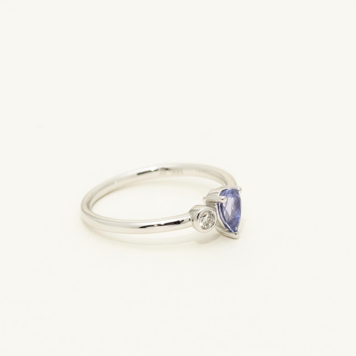 Pear Shape Tanzanite Ring in 14kt White Gold with Diamond (1/20ct)