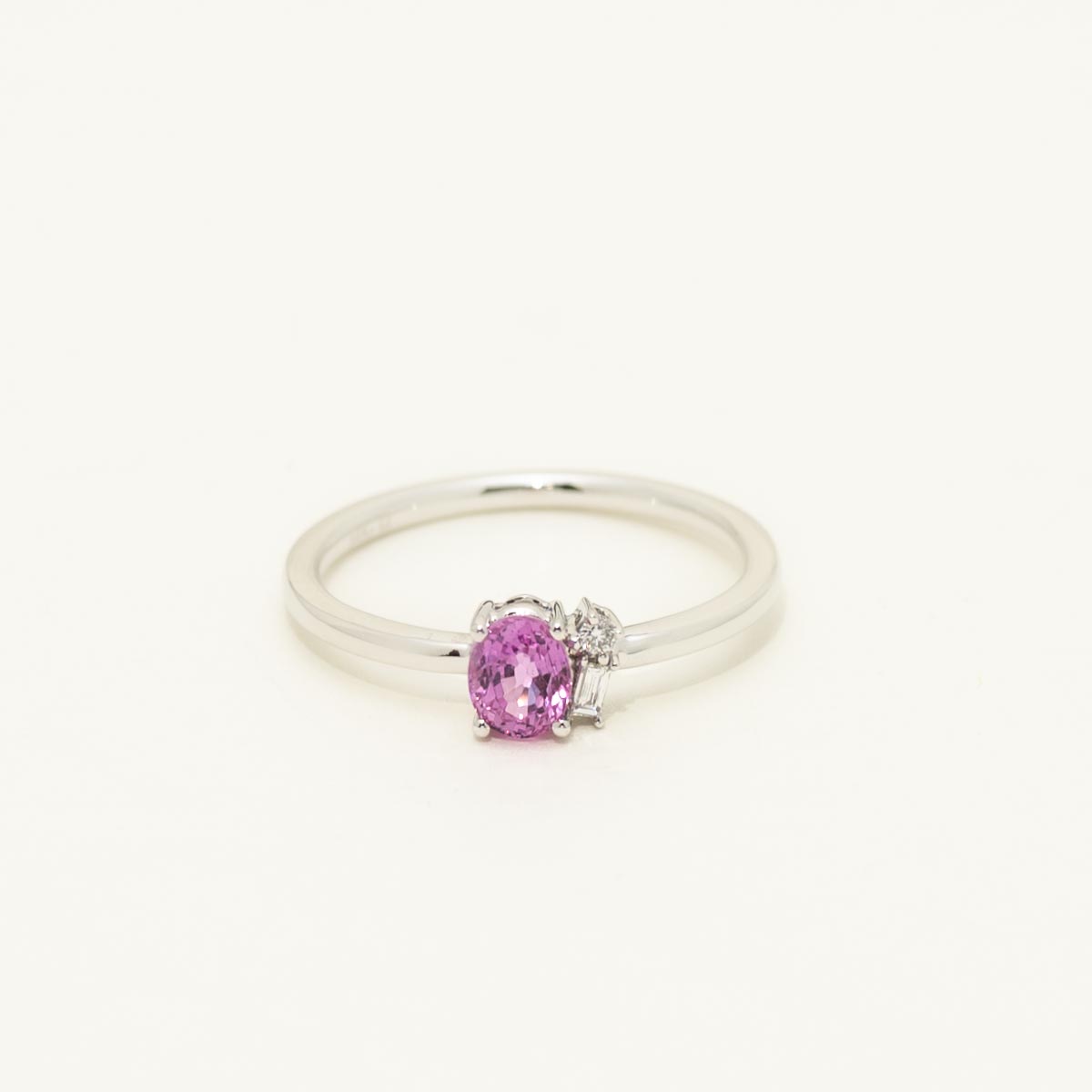 Oval Pink Sapphire Ring in 14kt White Gold with Diamonds (.04ct tw)