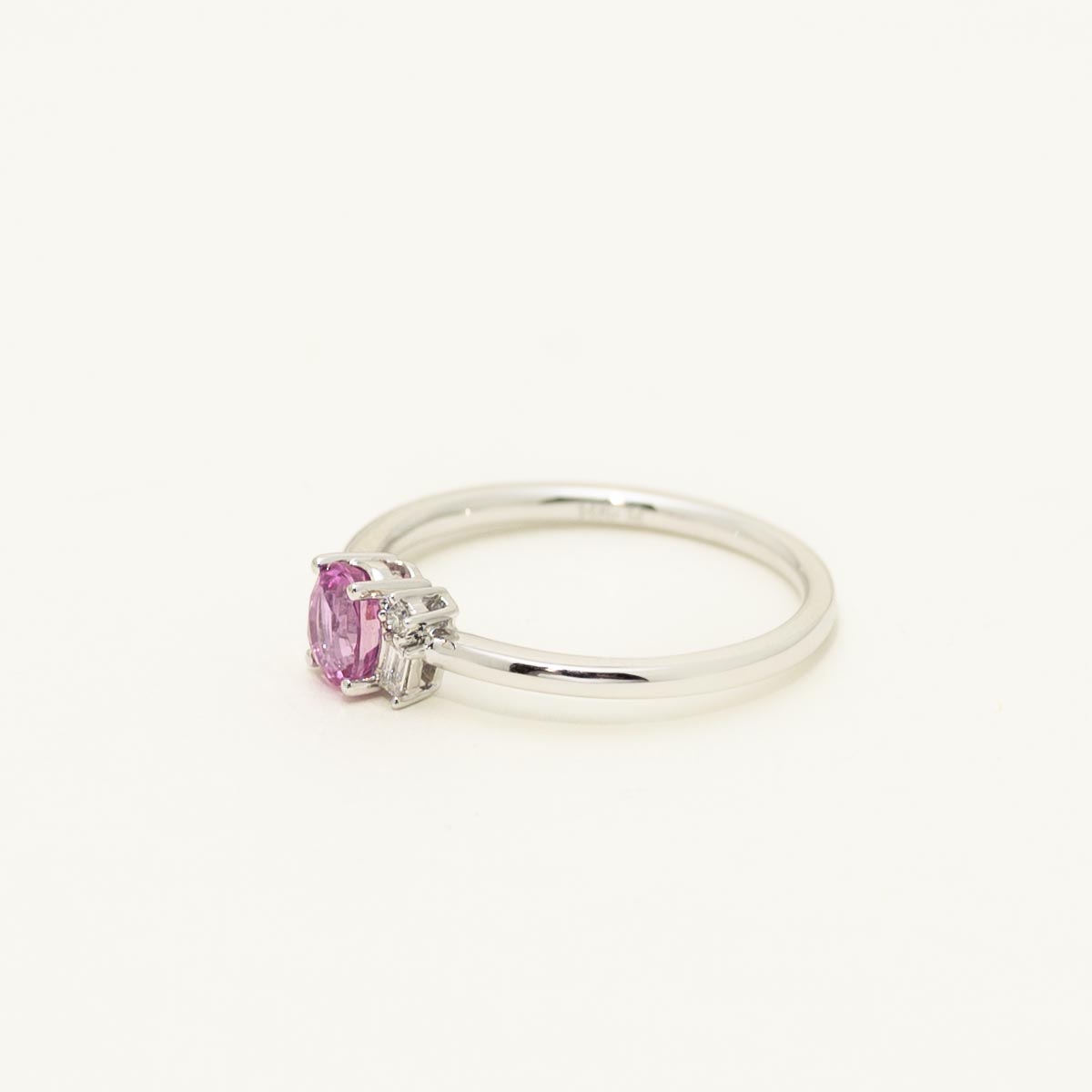 Oval Pink Sapphire Ring in 14kt White Gold with Diamonds (.04ct tw)