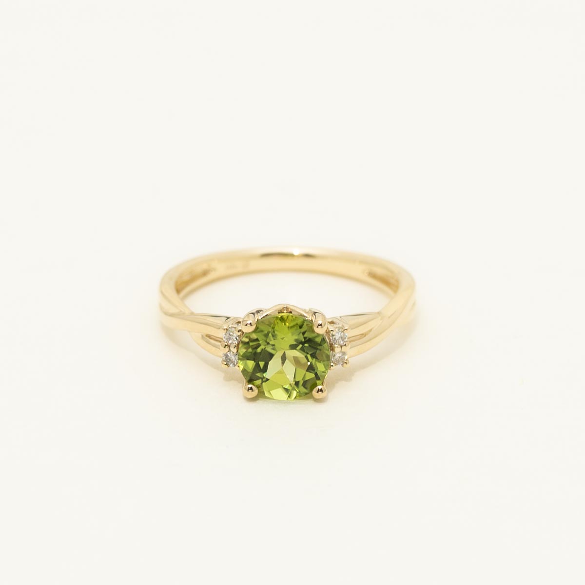 Peridot Ring in 14kt Yellow Gold with Diamonds (1/20ct tw)