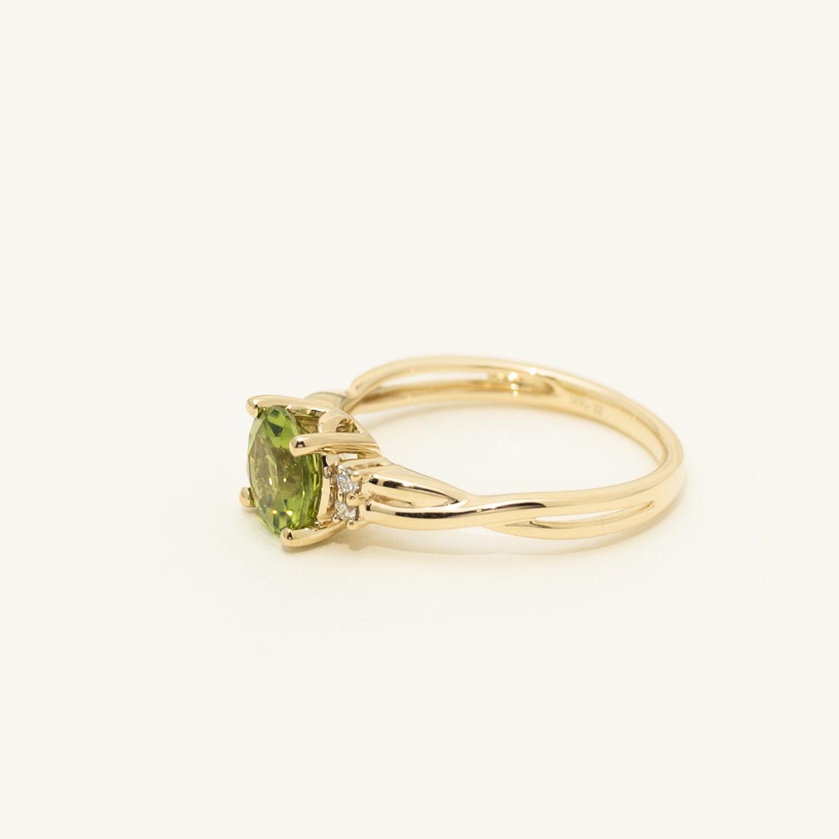 Peridot Ring in 14kt Yellow Gold with Diamonds (1/20ct tw)