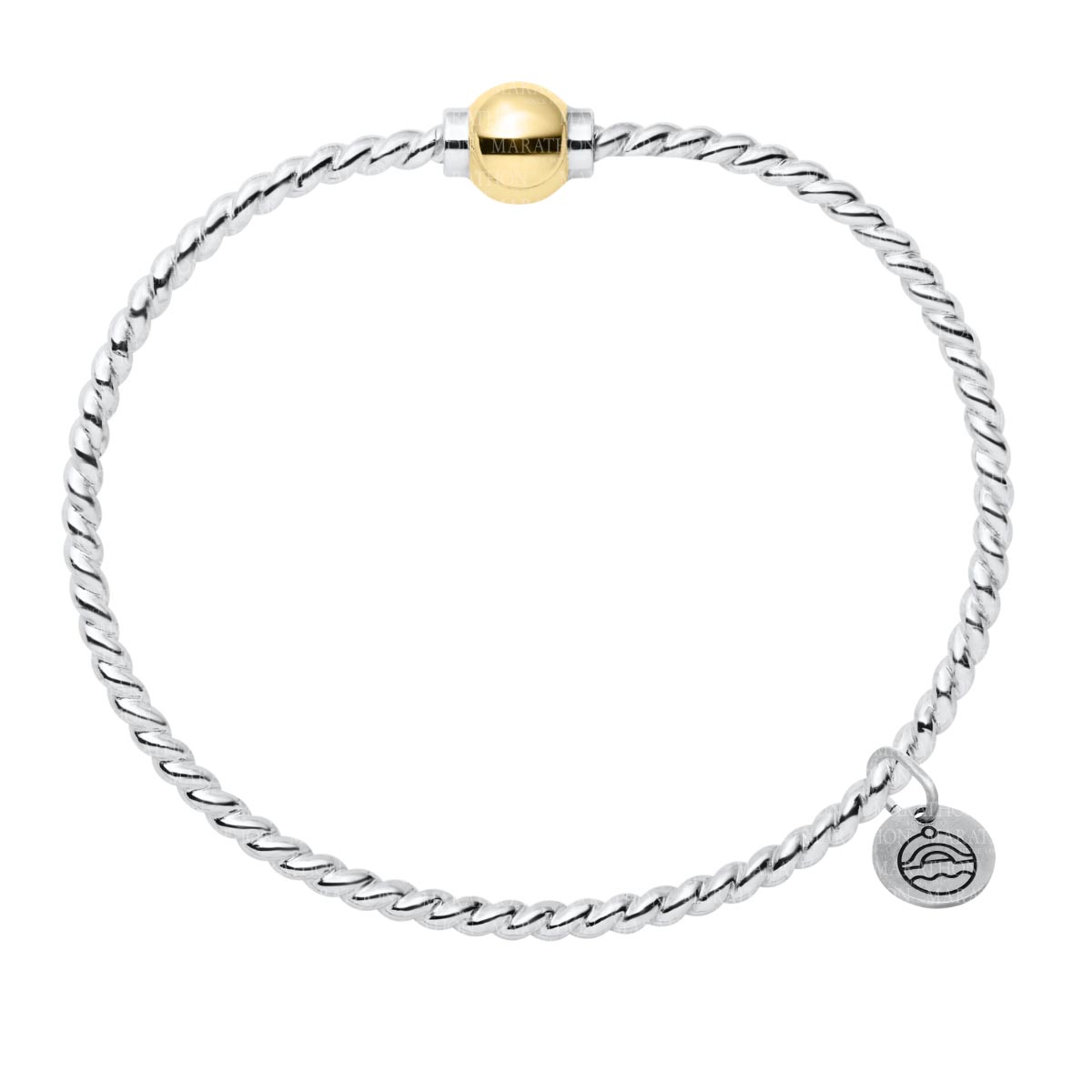 Cape Cod Twist Bangle Bracelet in Sterling Silver and 14kt Yellow Gold (6 1/2 inches)