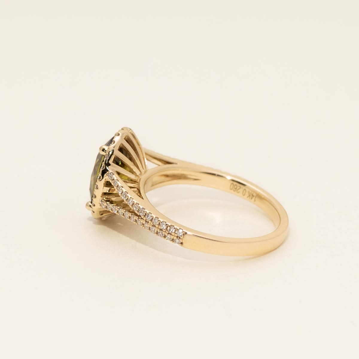 Oval Sphene Halo Ring in 14kt Yellow Gold with Diamonds(1/4ct tw)