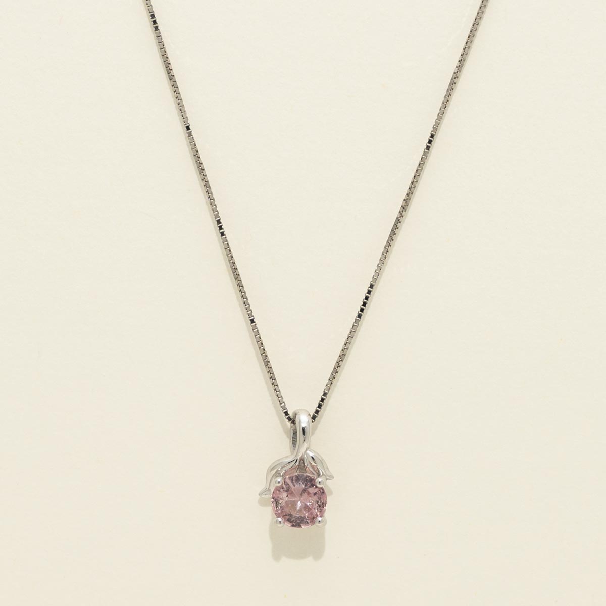 Maine Pink Tourmaline Necklace in 14kt White Gold
