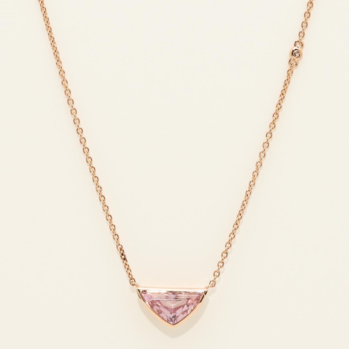 Maine Pink Tourmaline Necklace in 14kt Rose Gold with a Diamond (.01ct)