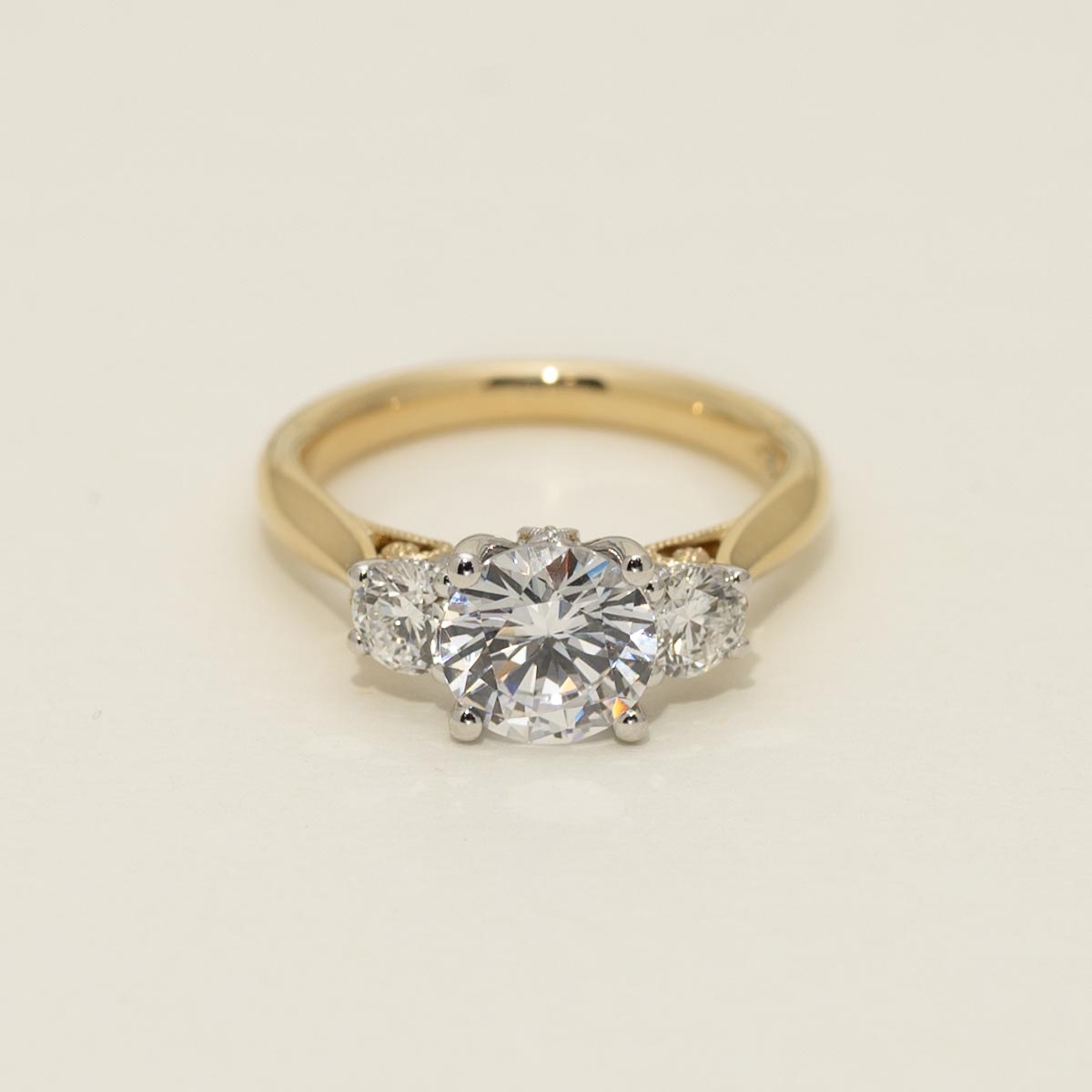 Diamond Three Stone Engagement Ring Setting in 14kt Yellow and White Gold (1/2ct tw)