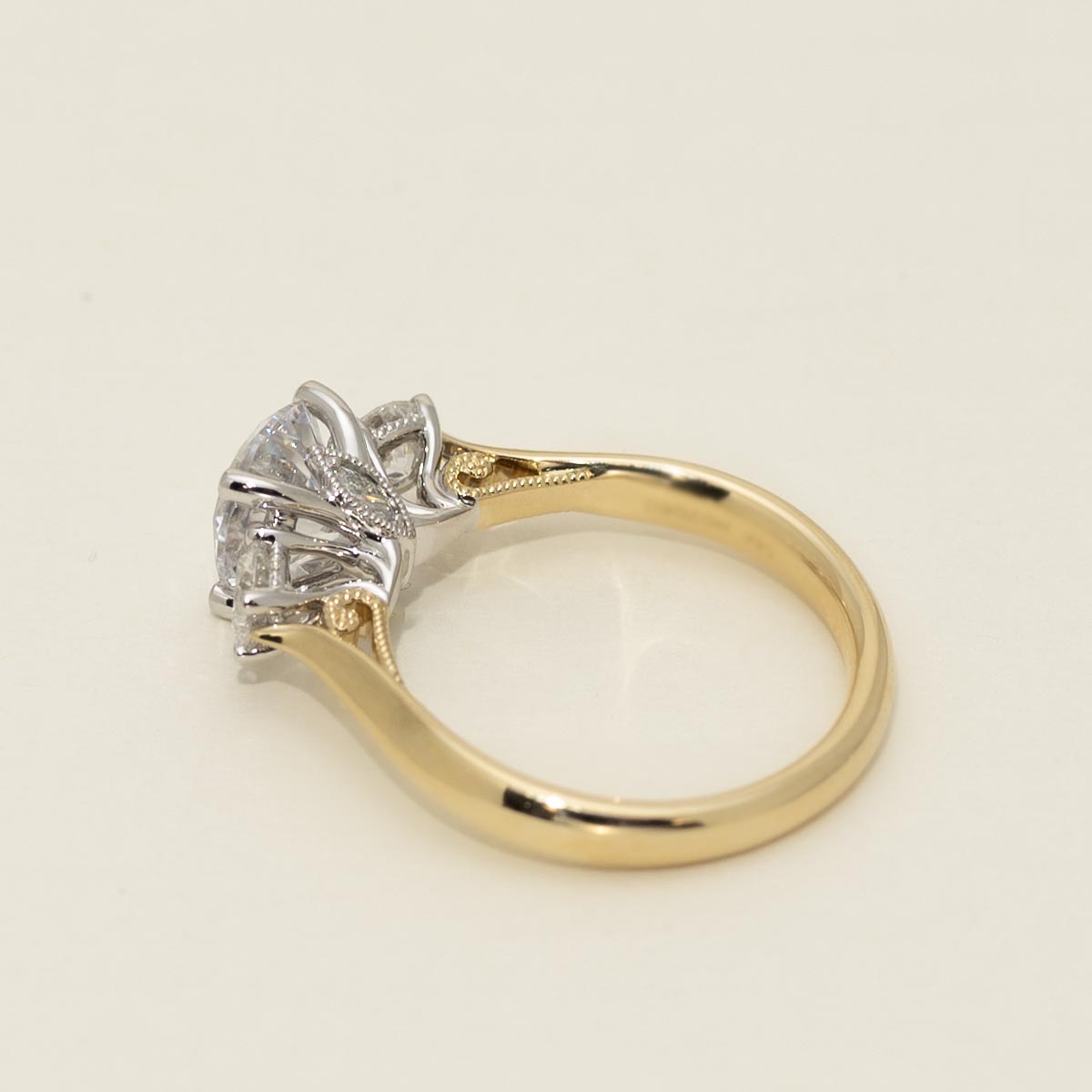 Diamond Three Stone Engagement Ring Setting in 14kt Yellow and White Gold (1/2ct tw)