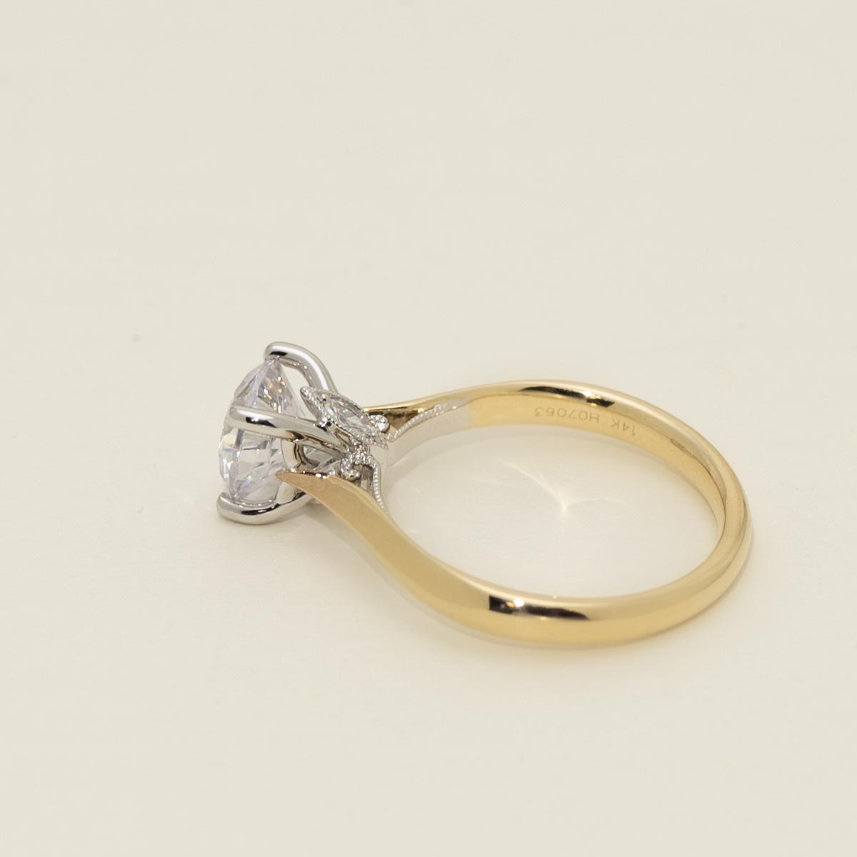 Diamond Engagement Ring Setting in 14kt Yellow and White Gold (1/20ct tw)