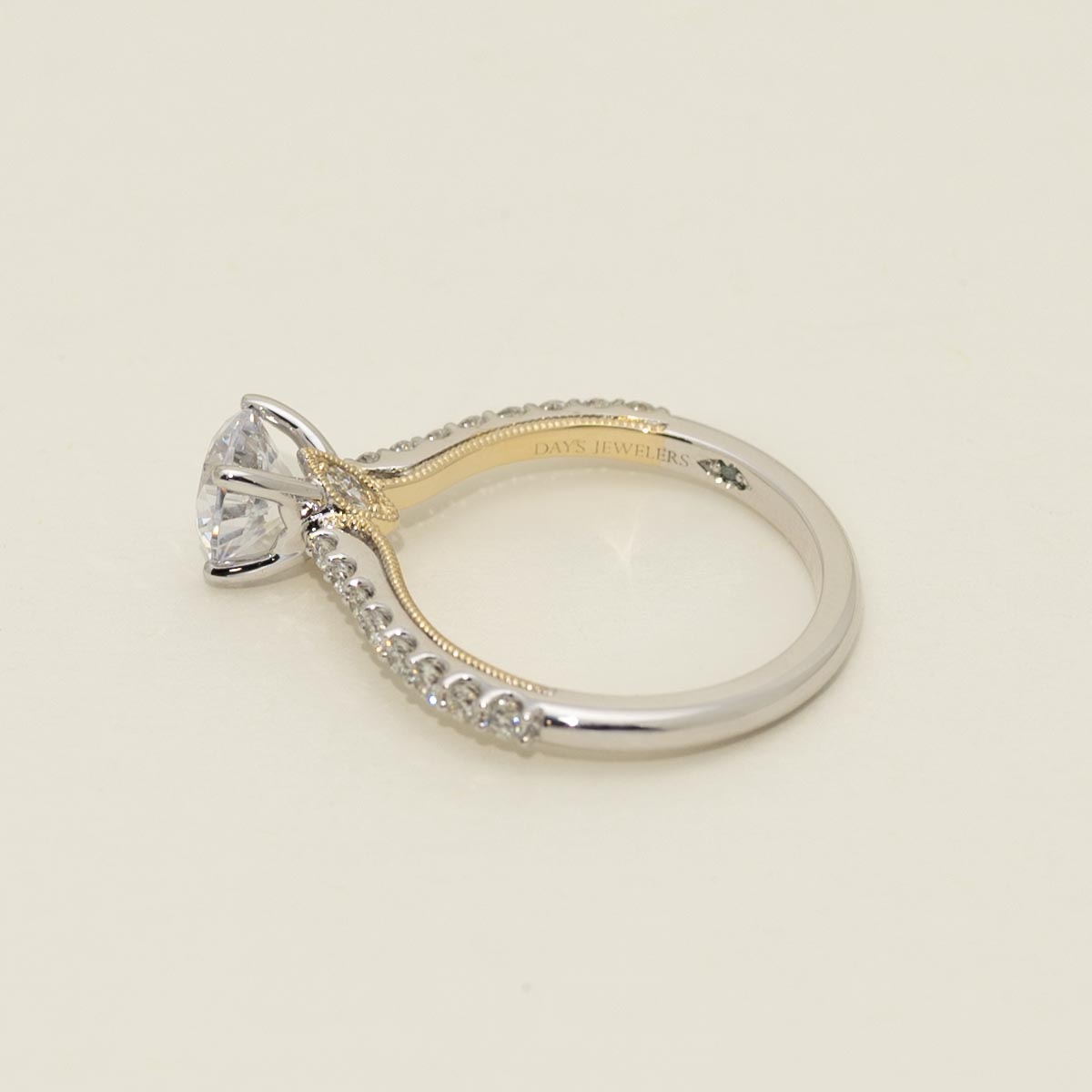 Diamond Engagement Ring Setting in 14kt White and Yellow Gold (1/3ct tw)