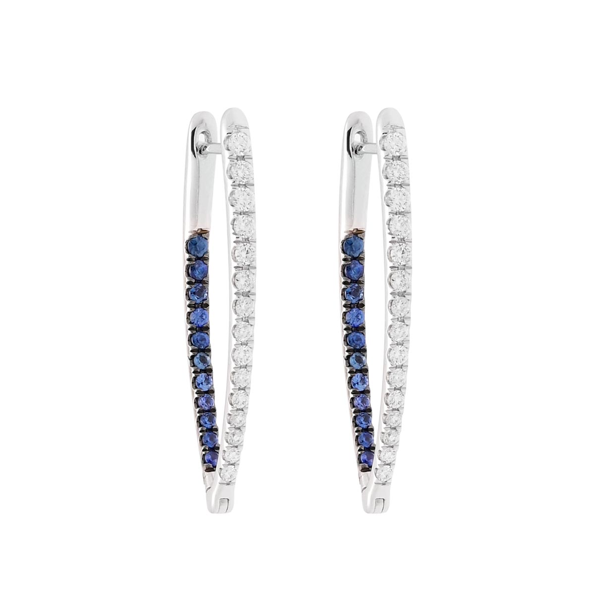 Dabakarov Diamond and Sapphire Hoop Earrings in 14kt White Gold (1/2ct tw)
