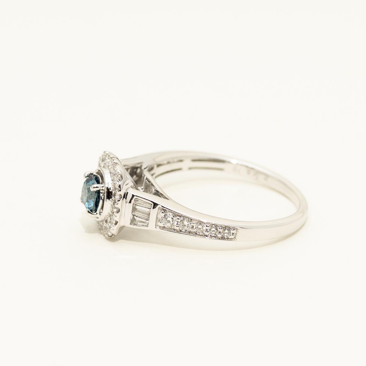 Blue Diamond Halo Engagement Ring in 14kt White Gold (3/4ct tw)