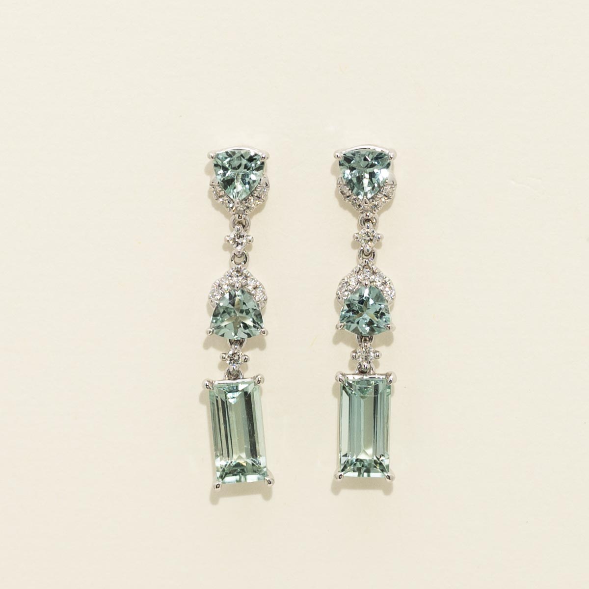 Maine Indicolite Tourmaline Drop Earrings in 14kt White Gold with Diamonds( 1/7ct tw)