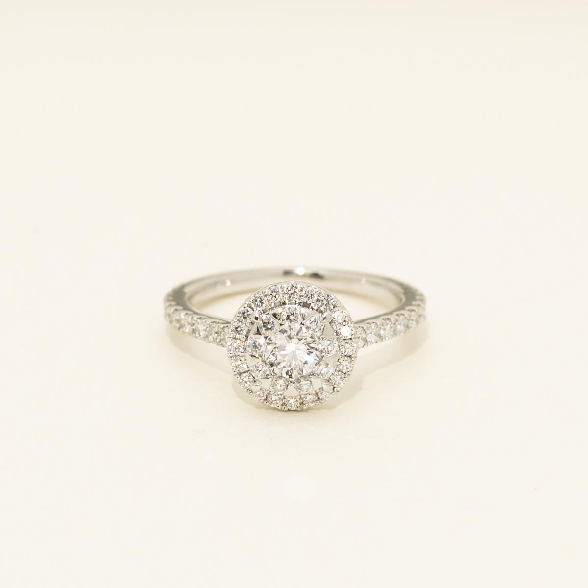 Estate Forevermark Double Halo Diamond Ring in 18kt White Gold (3/4ct tw)
