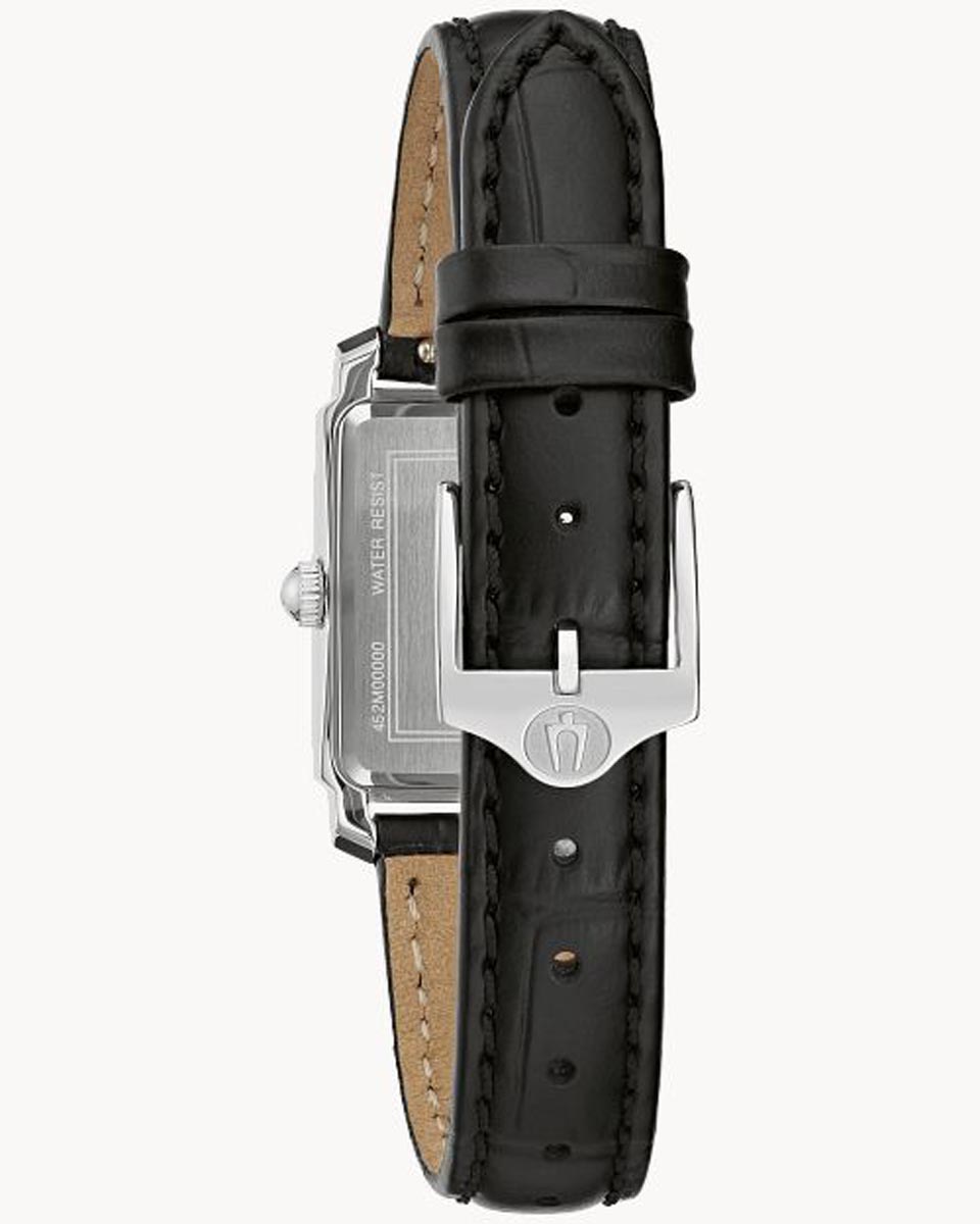 Bulova Sutton Womens Watch with Mother of Pearl Dial and Black Leather Strap (quartz movement)