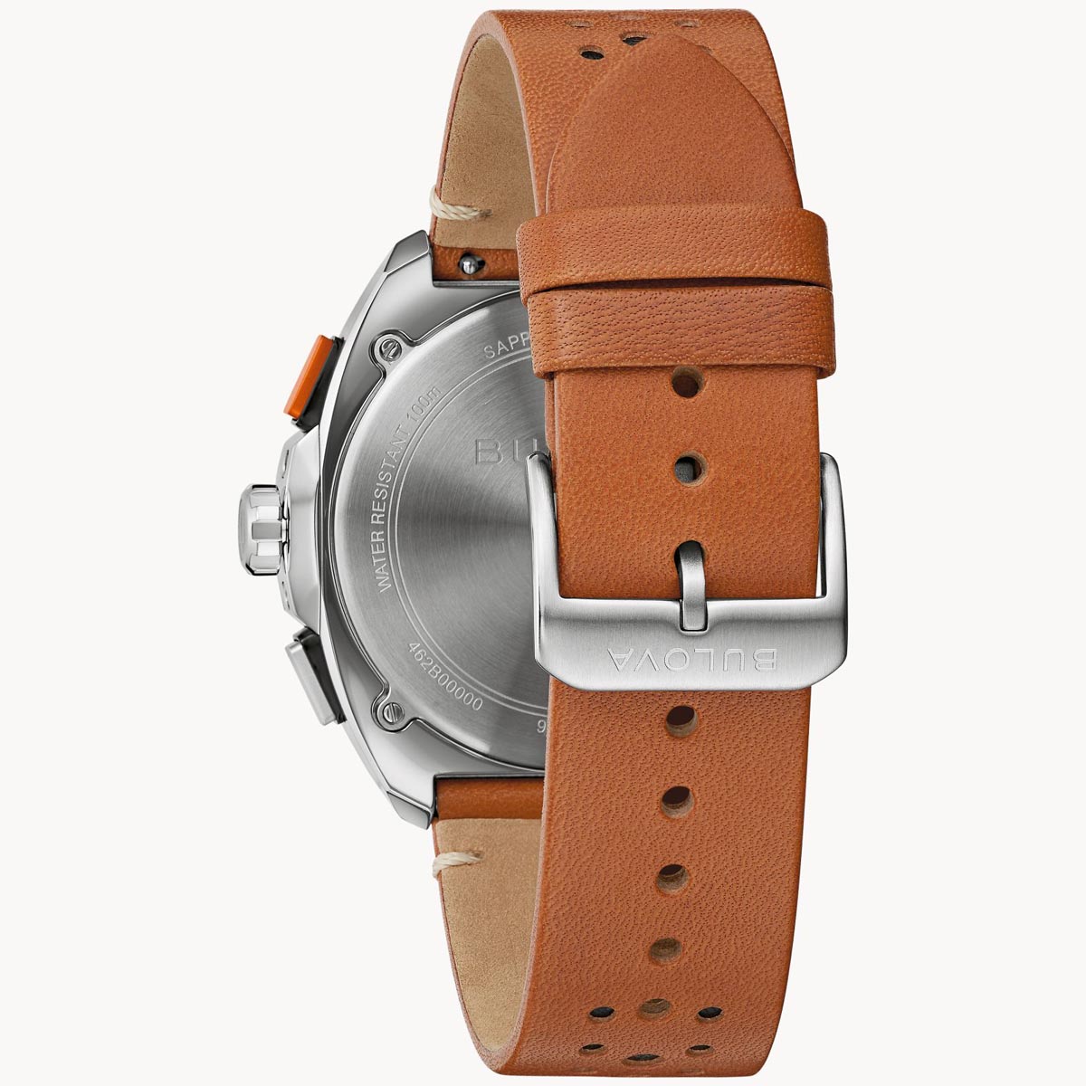 Bulova Racer Chronograph Mens Watch with Black Dial and Brown Leather Strap (quartz movement)