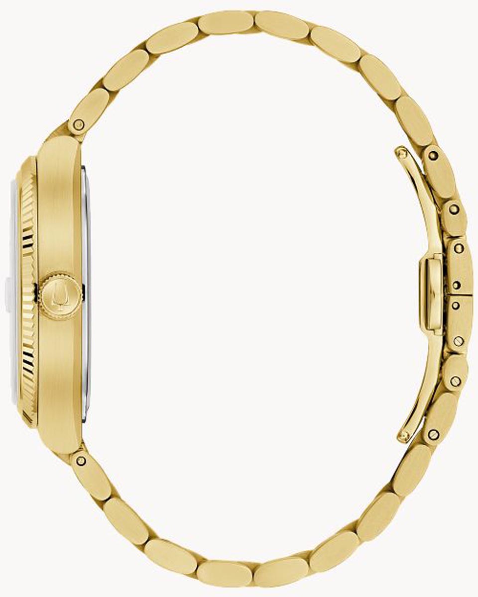 Bulova Super Seville Mens Watch with White Dial and Gold Toned Stainless Steel Bracelet (Precisionist quartz movement)