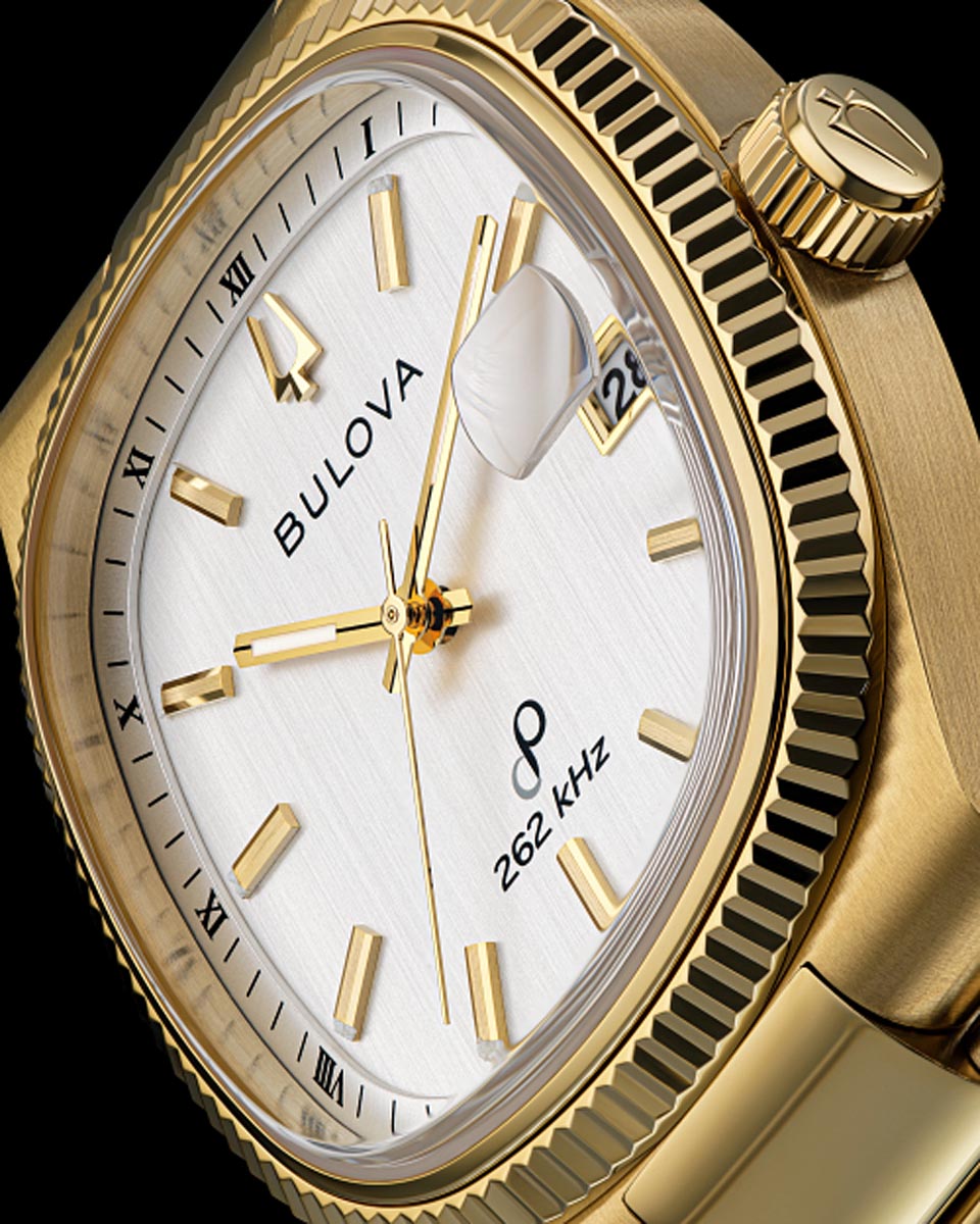 Bulova Super Seville Mens Watch with White Dial and Gold Toned Stainless Steel Bracelet (Precisionist quartz movement)