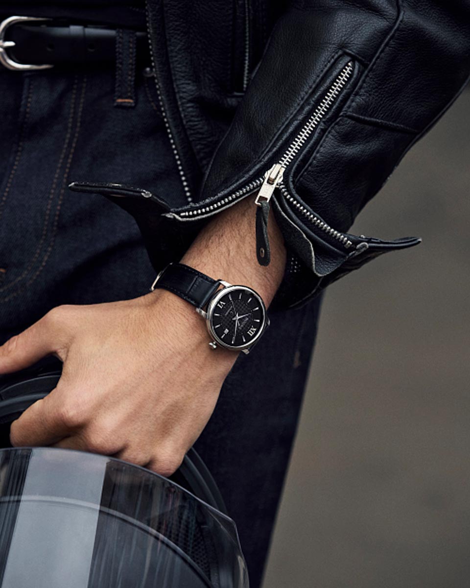 Bulova Hudson Mens Watch with Black Dial and Black Leather Strap (automatic movement)