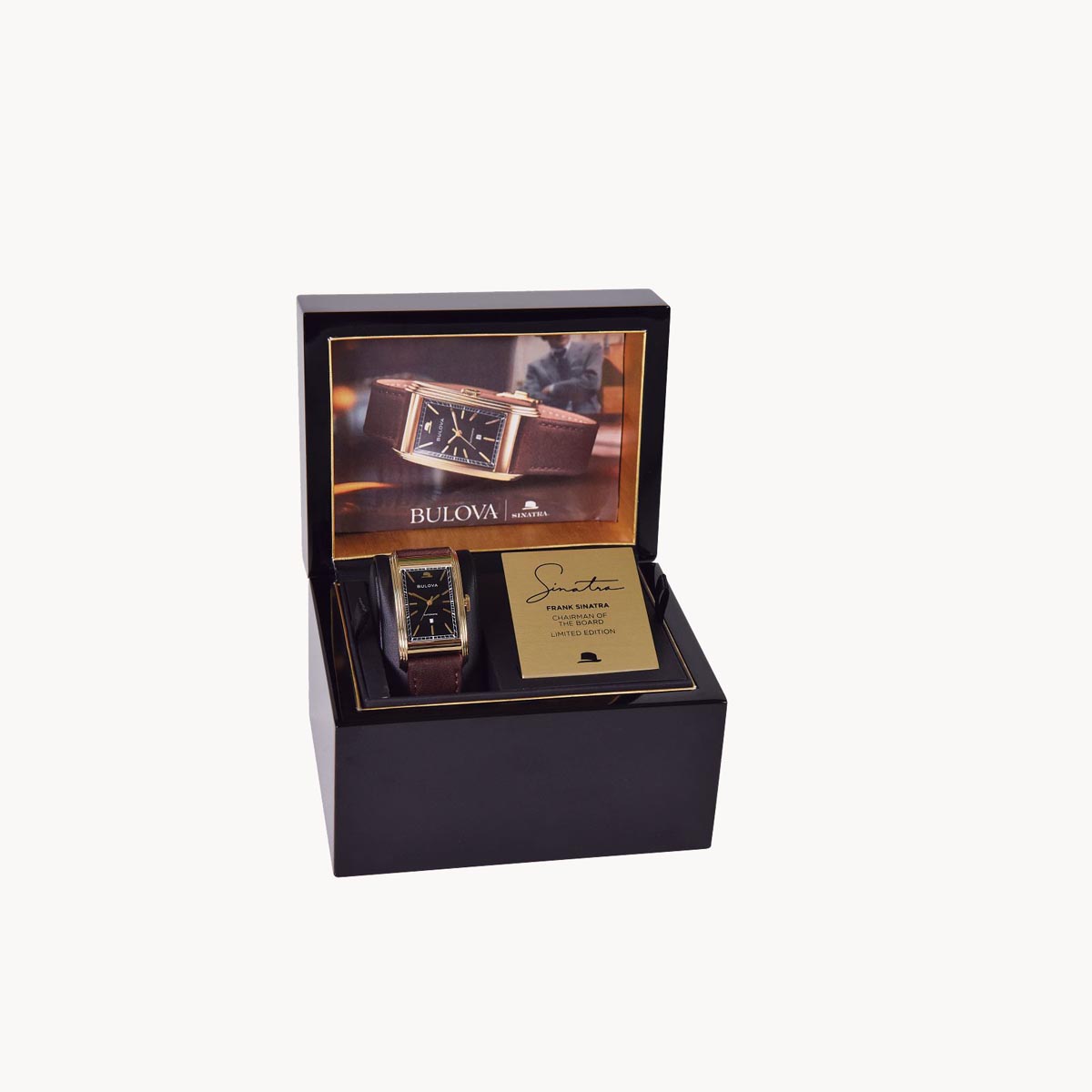 Bulova Limited Edition Frank Sinatra Chairman of the Board Watch with 18kt Gold Plated Stainless Steel Case and Brown Leather Strap (self-winding mechanical movement)